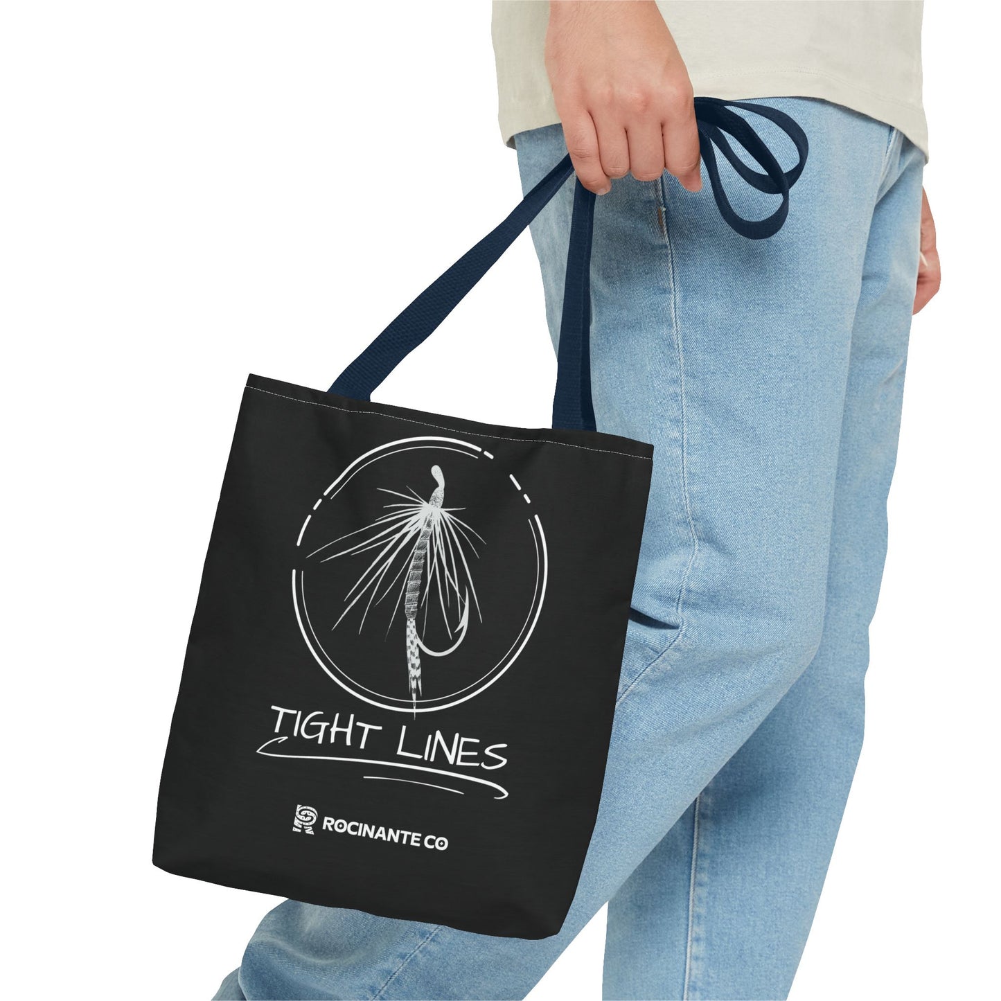 Tight Lines Tote Bag Black, Durable Fishing Tote with Spacious Design & Comfortable Handles for Outdoor Adventures