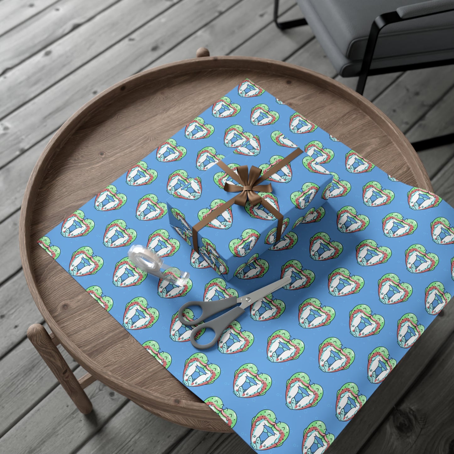 Trout Heart Gift Wrap Paper - Fun & Festive Wrapping for Birthdays, Holidays, Showers, and Every Occasion, Cute Patterns, Eco-Friendly