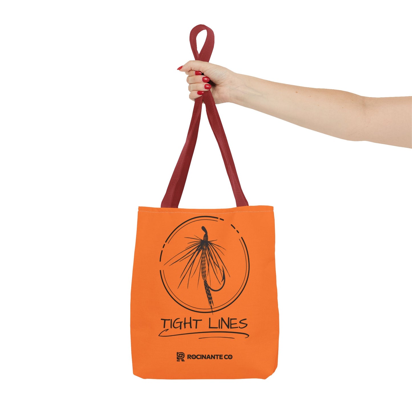 Tight Lines Tote Bag Orange, Durable Canvas Fishing, Beach, Market, Lightweight Reusable Grocery Bag, Outdoor Adventure Gift