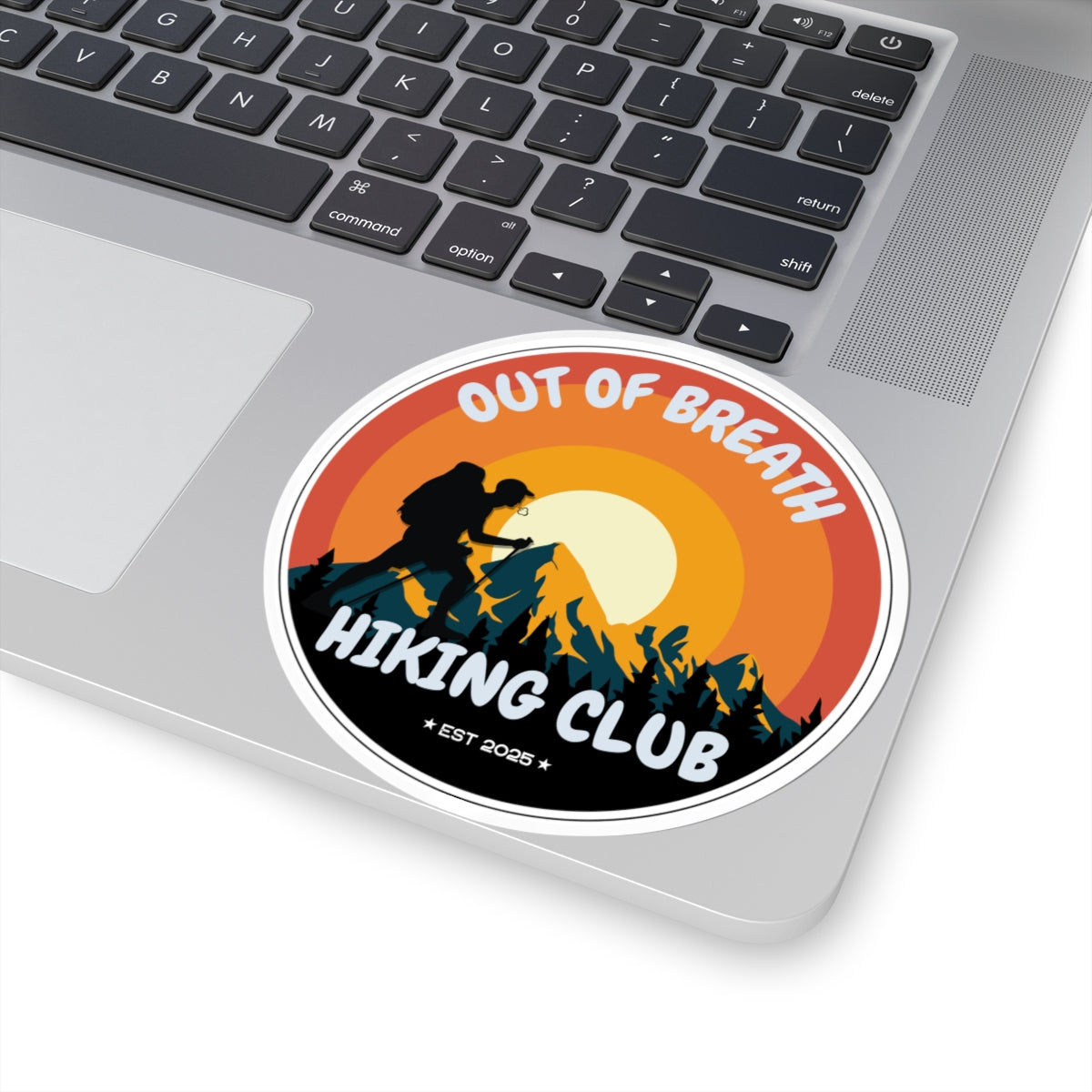 Out of Breath Hiking Club Kiss-Cut Sticker | Hiking Enthusiasts | Journal Decorations, Outdoor Adventure Gift, Laptop Stickers