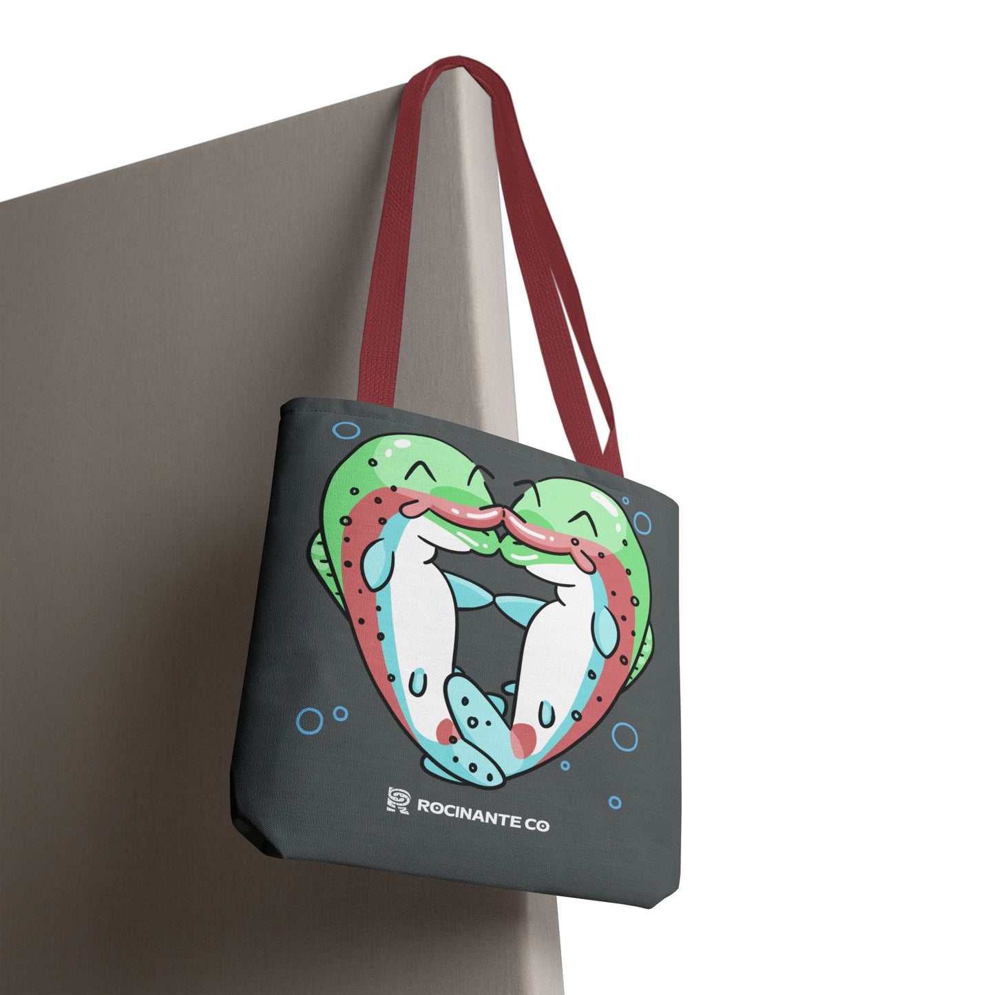 Trout Heart Tote Bag Grey - Eco-Friendly Reusable Shopper, Durable Canvas Carryall for Everyday Use & Gift Idea