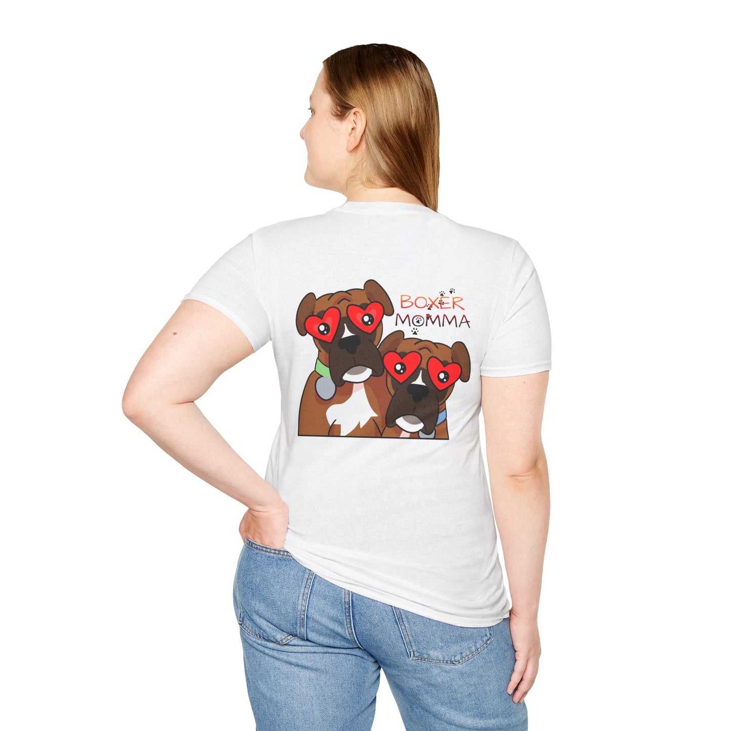 Unisex Boxer Momma T-Shirt - Softstyle Cotton Tee, Dog Lover Gift, Casual Fit, Pet Mom Shirt, Comfortable & Durable