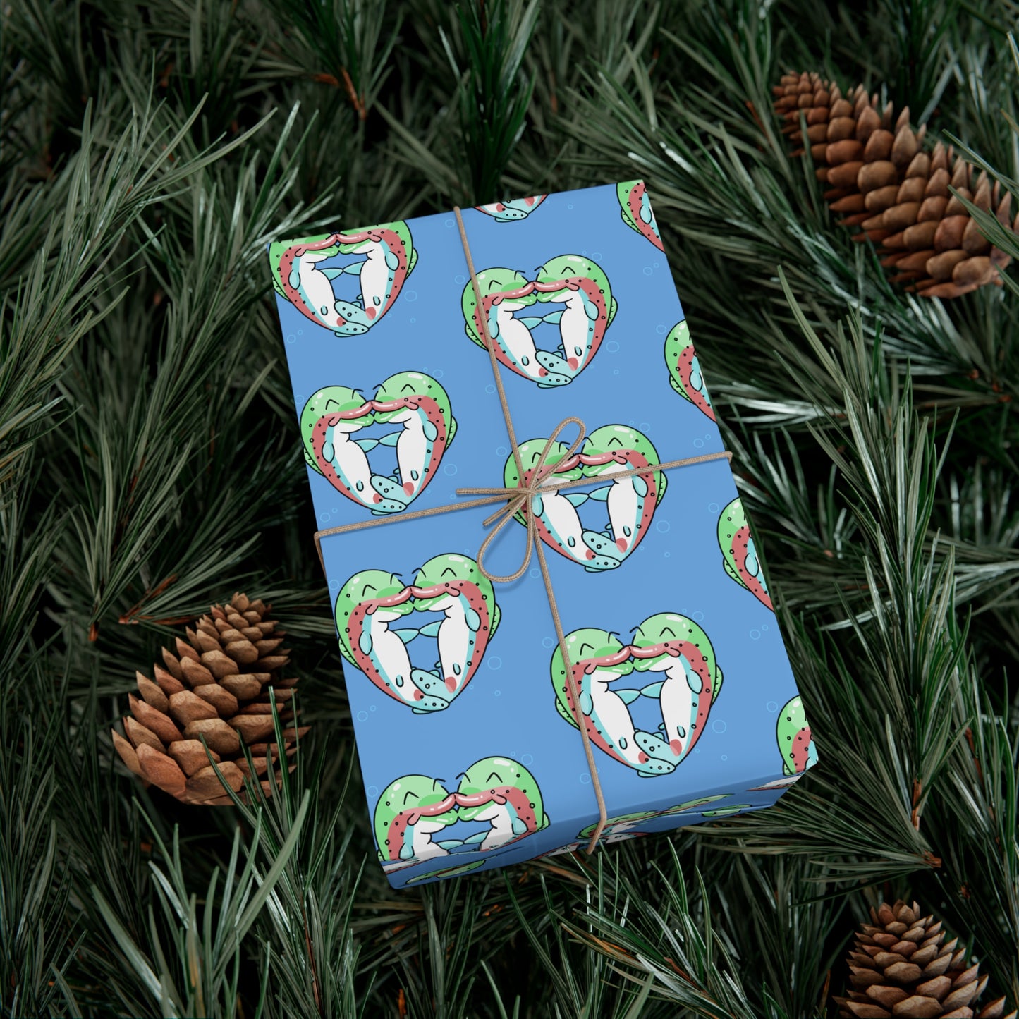 Trout Heart Gift Wrap Paper - Fun & Festive Wrapping for Birthdays, Holidays, Showers, and Every Occasion, Cute Patterns, Eco-Friendly