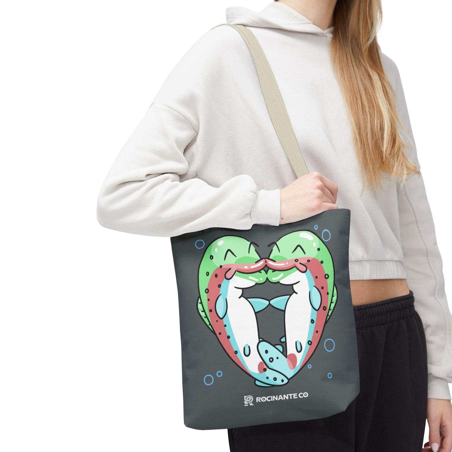 Trout Heart Tote Bag Grey - Eco-Friendly Reusable Shopper, Durable Canvas Carryall for Everyday Use & Gift Idea