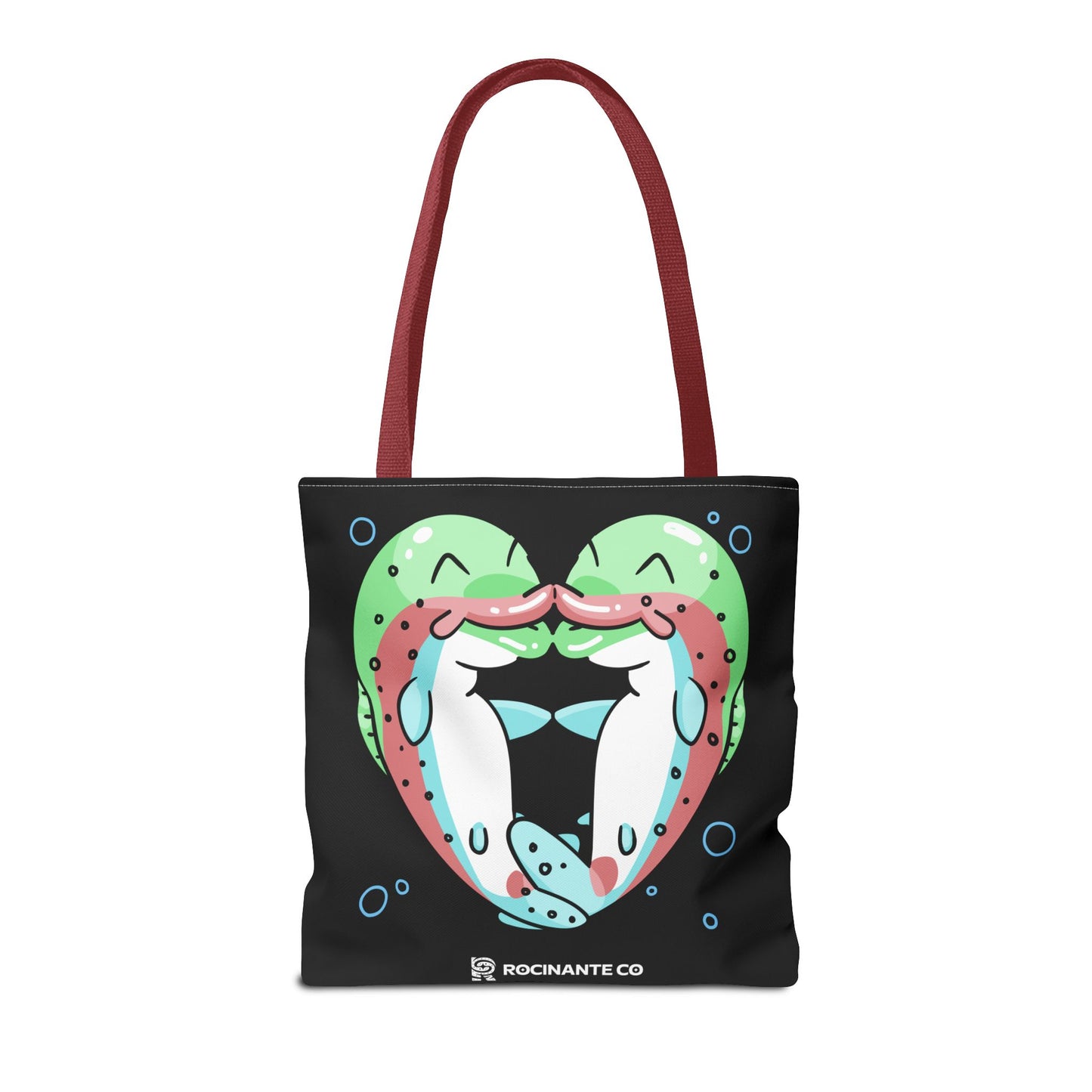 Trout Heart Tote Bag Black – Eco-Friendly Reusable Grocery Shopper, Stylish Canvas Bag for Fishing Lovers & Outdoor Adventures