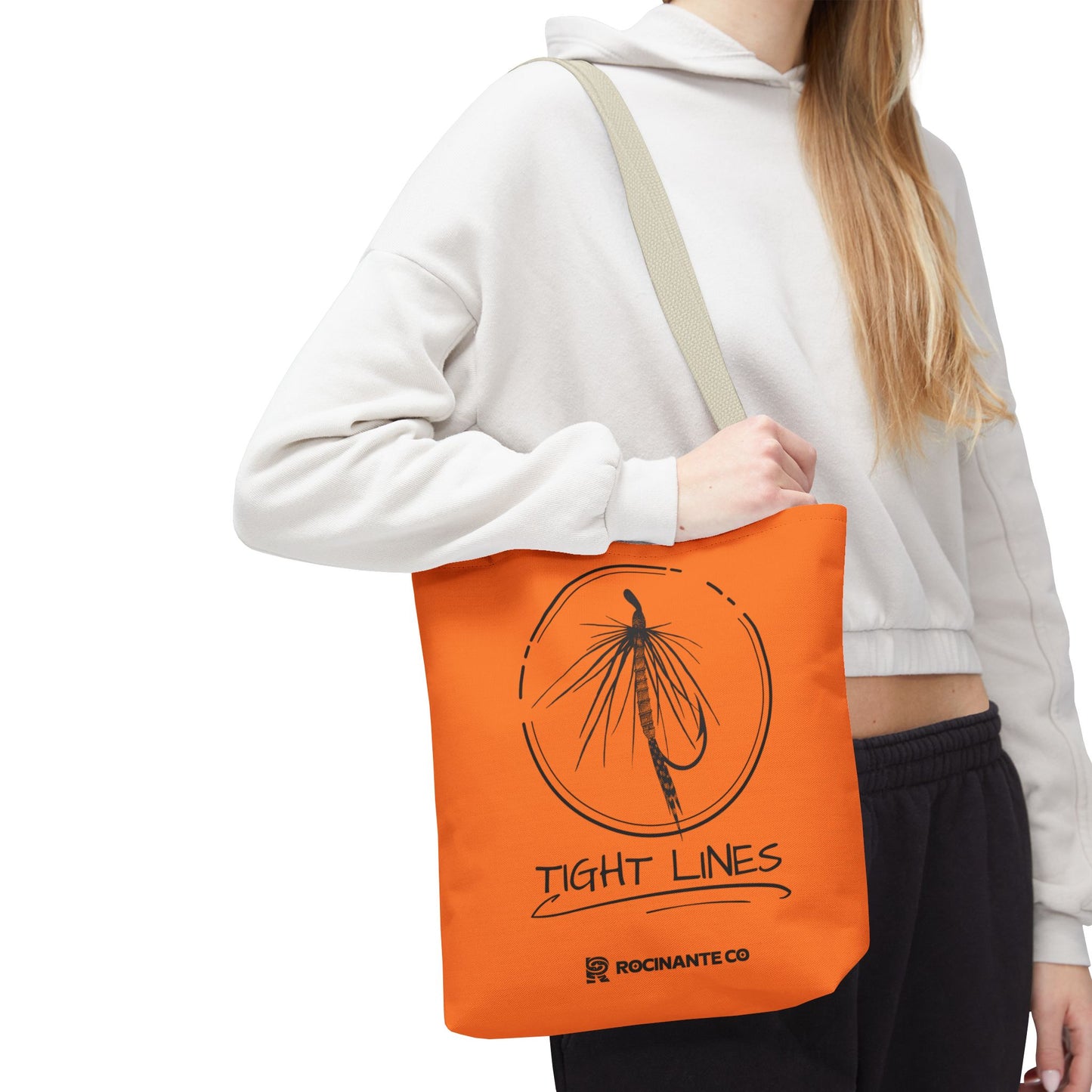 Tight Lines Tote Bag Orange, Durable Canvas Fishing, Beach, Market, Lightweight Reusable Grocery Bag, Outdoor Adventure Gift