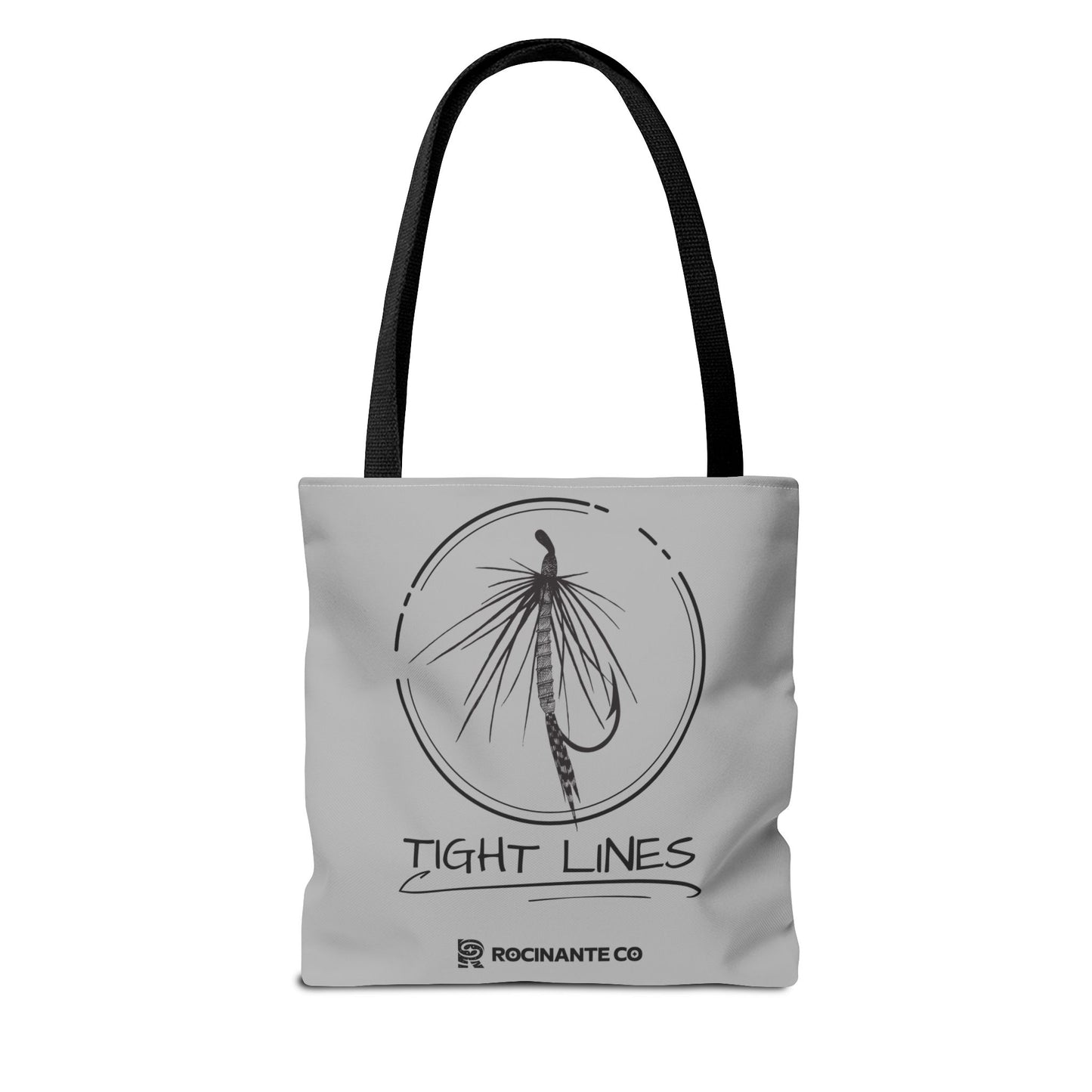 Tight Lines Tote Bag Grey - Durable Fishing Gift, Canvas Beach, Reusable Market Shopping Bag, Casual Everyday Carry Tote
