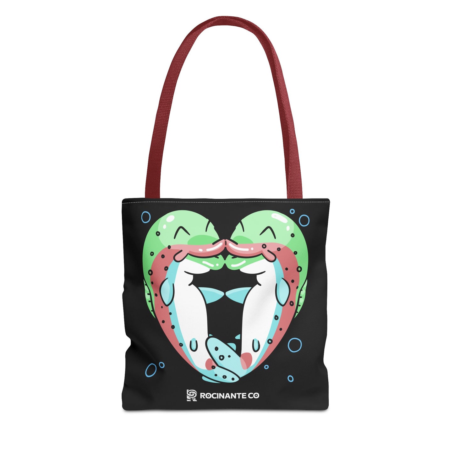 Trout Heart Tote Bag Black – Eco-Friendly Reusable Grocery Shopper, Stylish Canvas Bag for Fishing Lovers & Outdoor Adventures