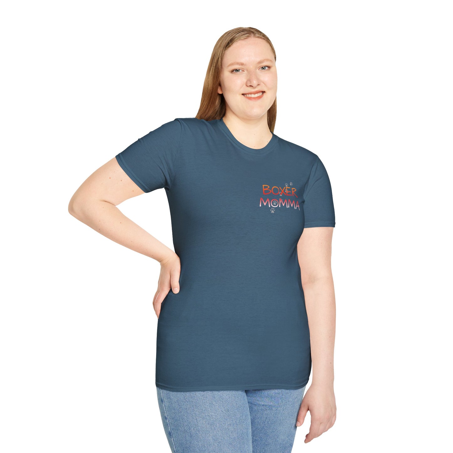 Unisex Boxer Momma T-Shirt - Softstyle Cotton Tee, Dog Lover Gift, Casual Fit, Pet Mom Shirt, Comfortable & Durable