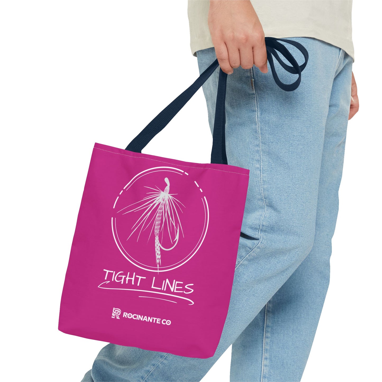 Pink Tight Lines Tote Bag, Fishing Canvas Tote Lightweight Durable Beach Market Bag
