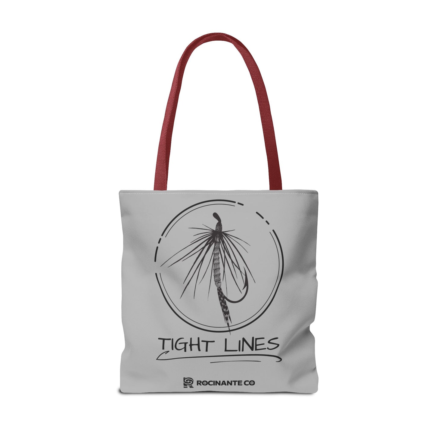 Tight Lines Tote Bag Grey - Durable Fishing Gift, Canvas Beach, Reusable Market Shopping Bag, Casual Everyday Carry Tote