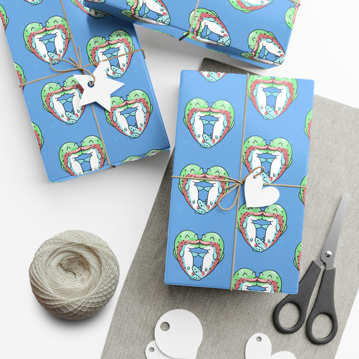 Trout Heart Gift Wrap Paper - Fun & Festive Wrapping for Birthdays, Holidays, Showers, and Every Occasion, Cute Patterns, Eco-Friendly