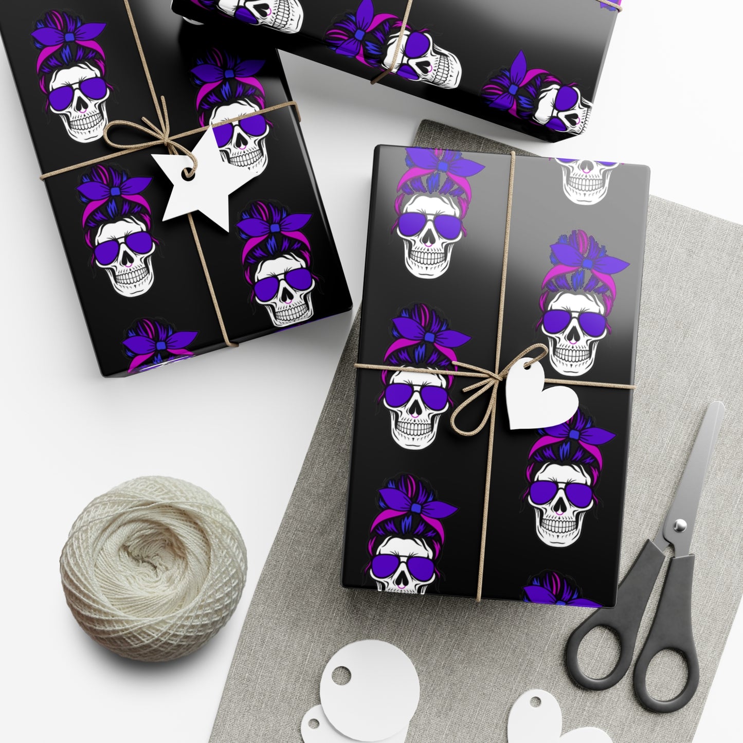 Feral Skull Gift Wrap Paper, Halloween Wrapping Paper, Unique Party Supplies, Dark Themed Gifts, Gothic Birthday Wrap