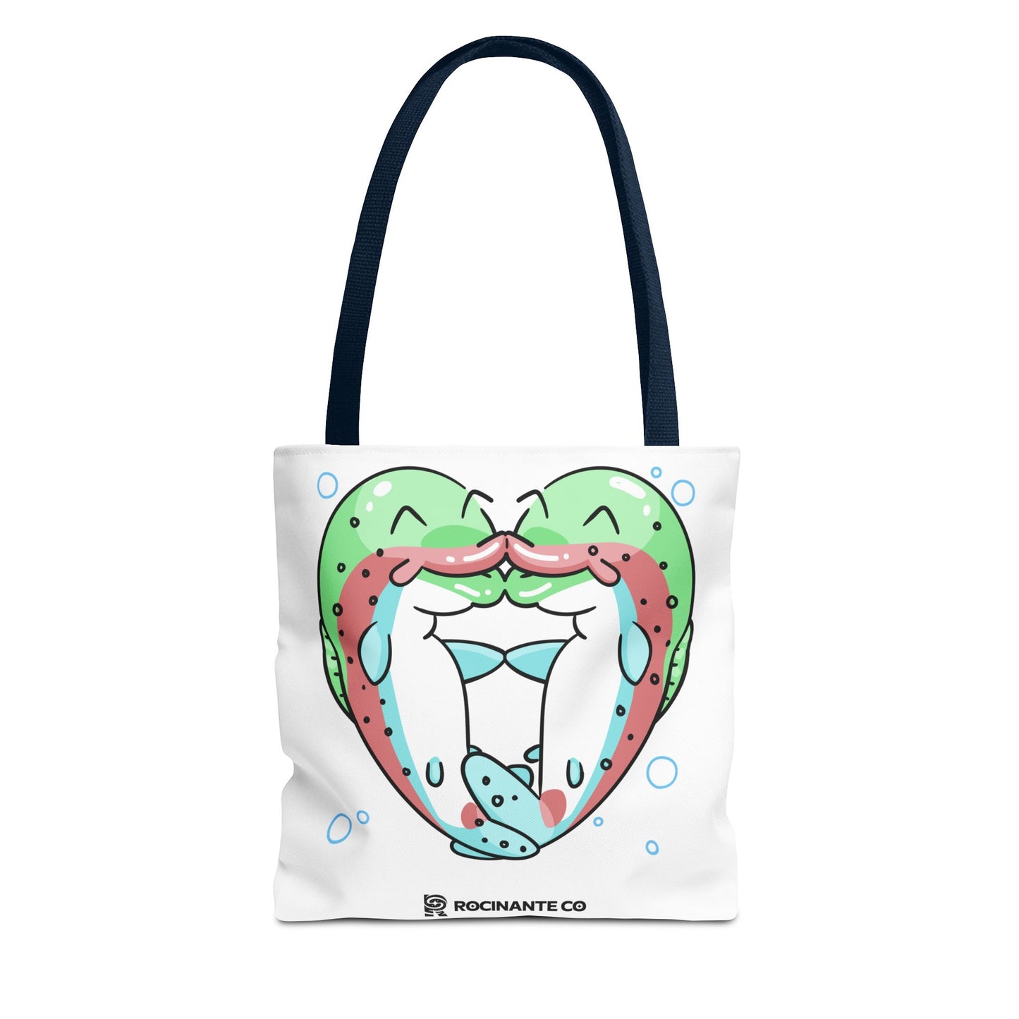 Trout Heart Tote Bag White, Cute Fish Illustration Canvas Shopper, Eco-Friendly Reusable Grocery Bag, Stylish Everyday Carry-All