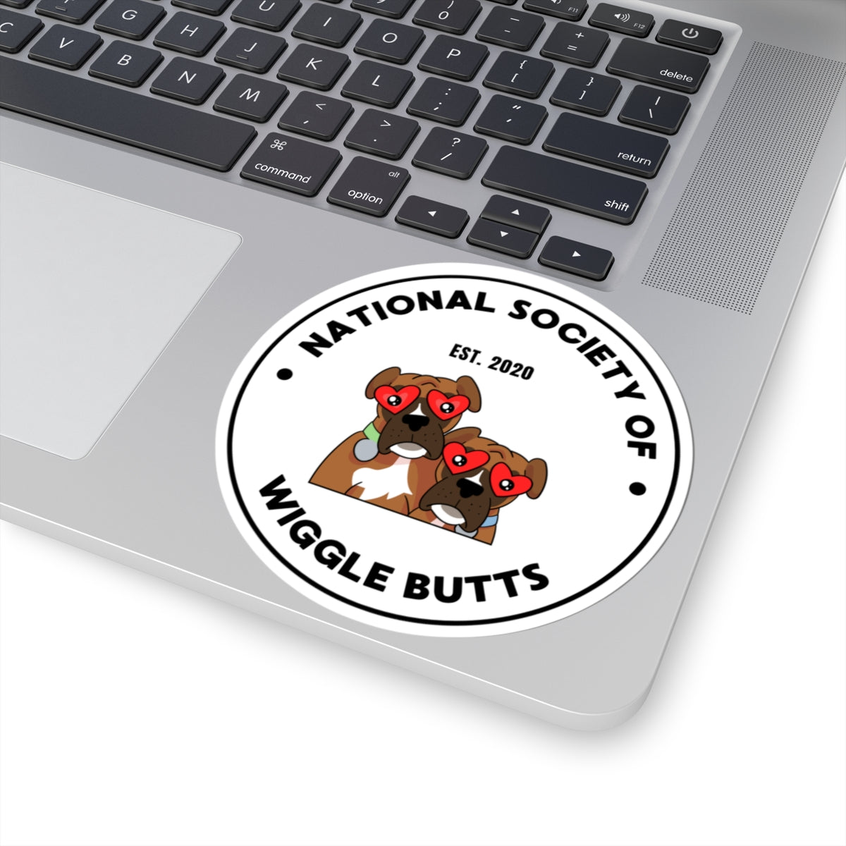 Wiggle Butt Sticker White - Cute Dog Decal for Laptop, Water Bottle & Car, Durable Vinyl Pet Lover Gift