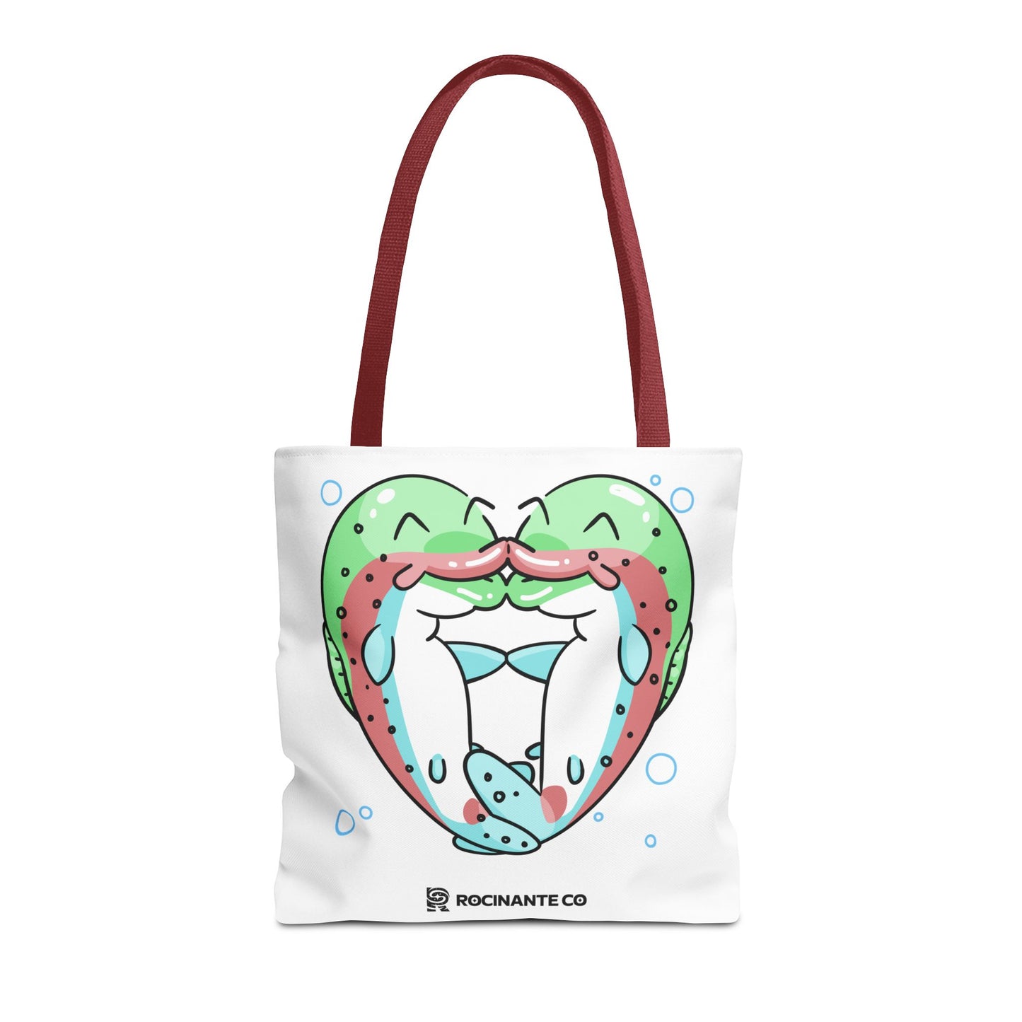 Trout Heart Tote Bag White, Cute Fish Illustration Canvas Shopper, Eco-Friendly Reusable Grocery Bag, Stylish Everyday Carry-All