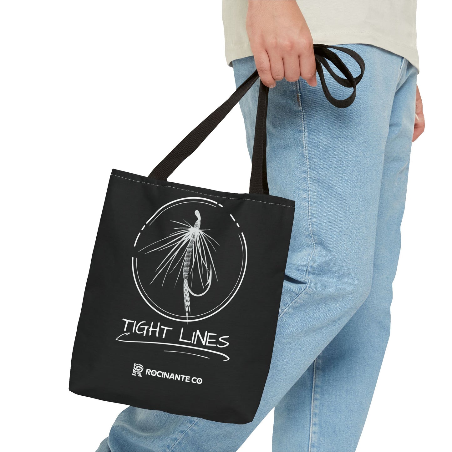 Tight Lines Tote Bag Black, Durable Fishing Tote with Spacious Design & Comfortable Handles for Outdoor Adventures