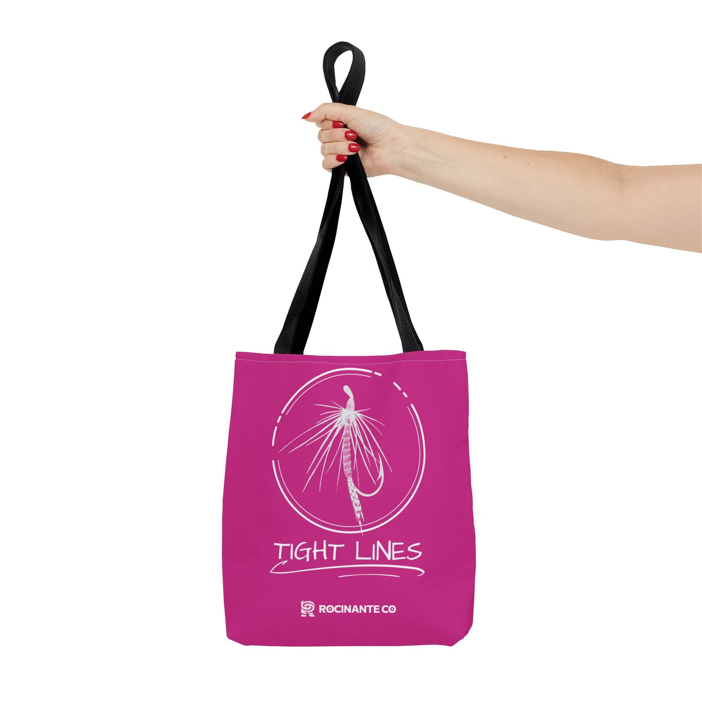 Pink Tight Lines Tote Bag, Fishing Canvas Tote Lightweight Durable Beach Market Bag