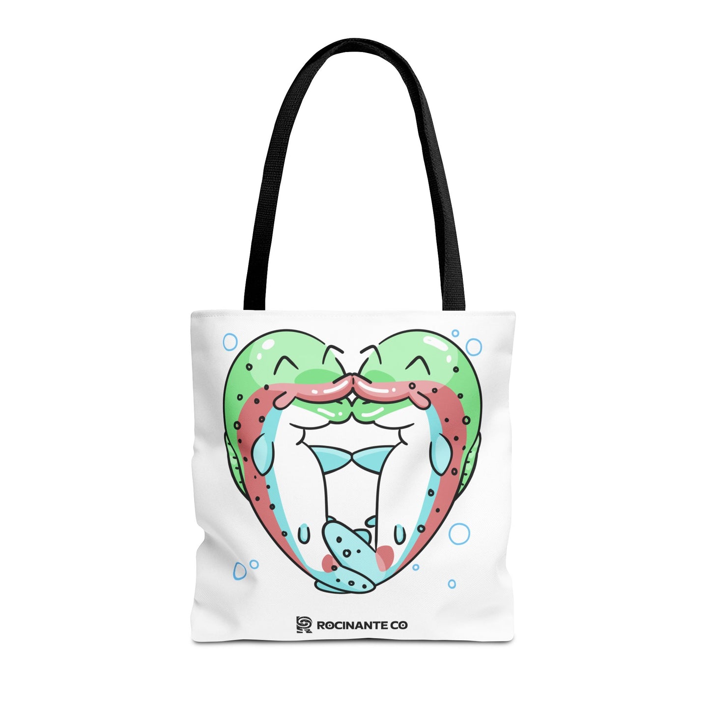 Trout Heart Tote Bag White, Cute Fish Illustration Canvas Shopper, Eco-Friendly Reusable Grocery Bag, Stylish Everyday Carry-All