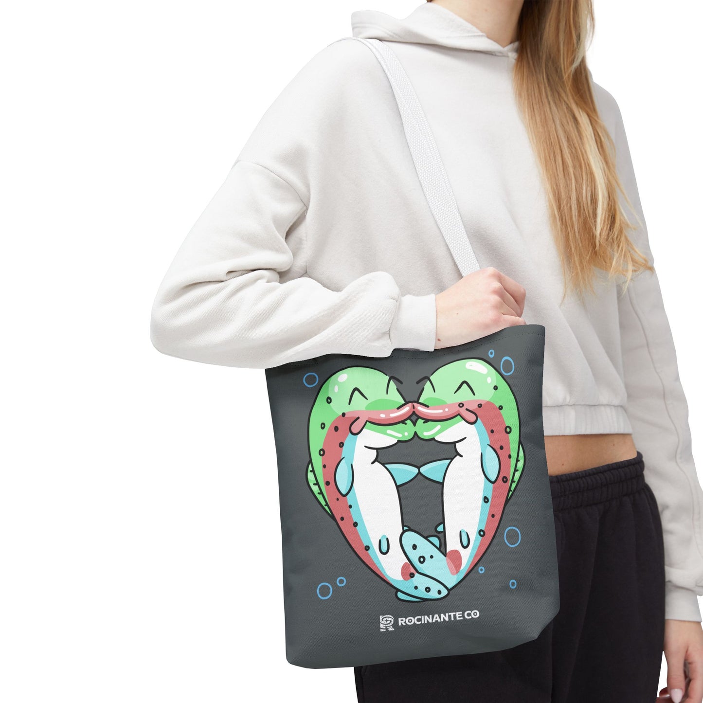 Trout Heart Tote Bag Grey - Eco-Friendly Reusable Shopper, Durable Canvas Carryall for Everyday Use & Gift Idea