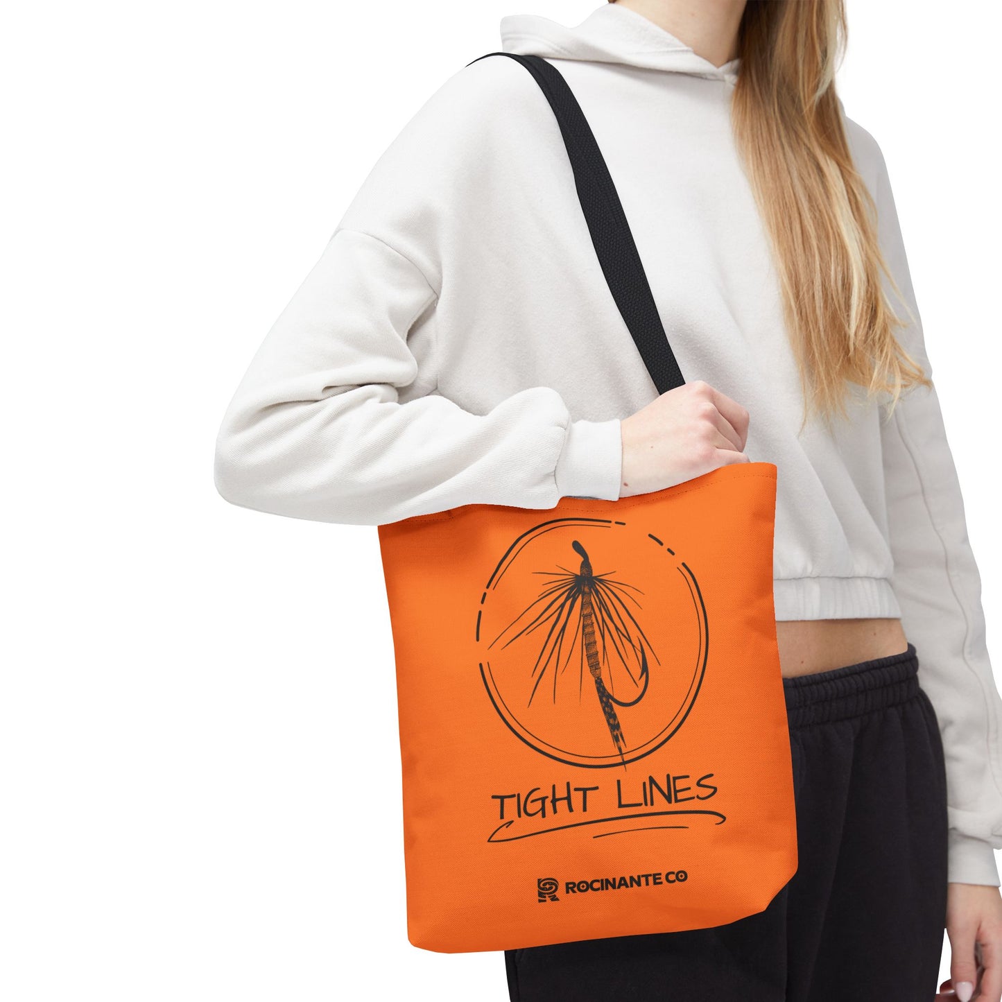 Tight Lines Tote Bag Orange, Durable Canvas Fishing, Beach, Market, Lightweight Reusable Grocery Bag, Outdoor Adventure Gift