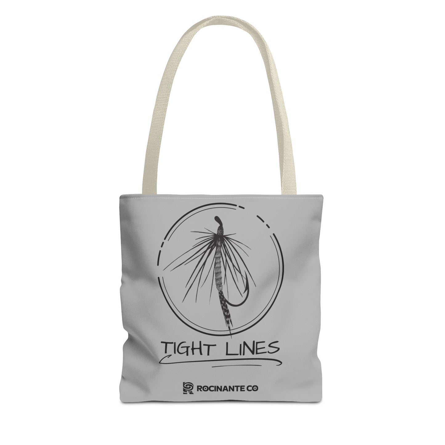 Tight Lines Tote Bag Grey - Durable Fishing Gift, Canvas Beach, Reusable Market Shopping Bag, Casual Everyday Carry Tote