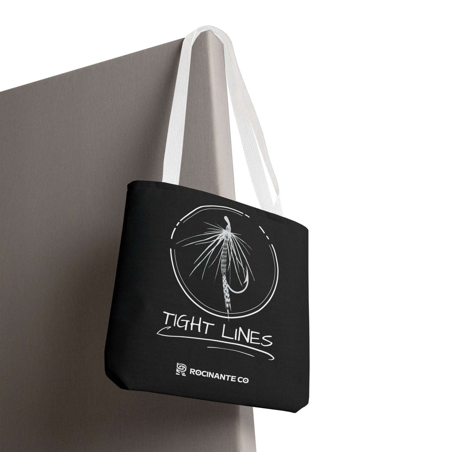 Tight Lines Tote Bag Black, Durable Fishing Tote with Spacious Design & Comfortable Handles for Outdoor Adventures