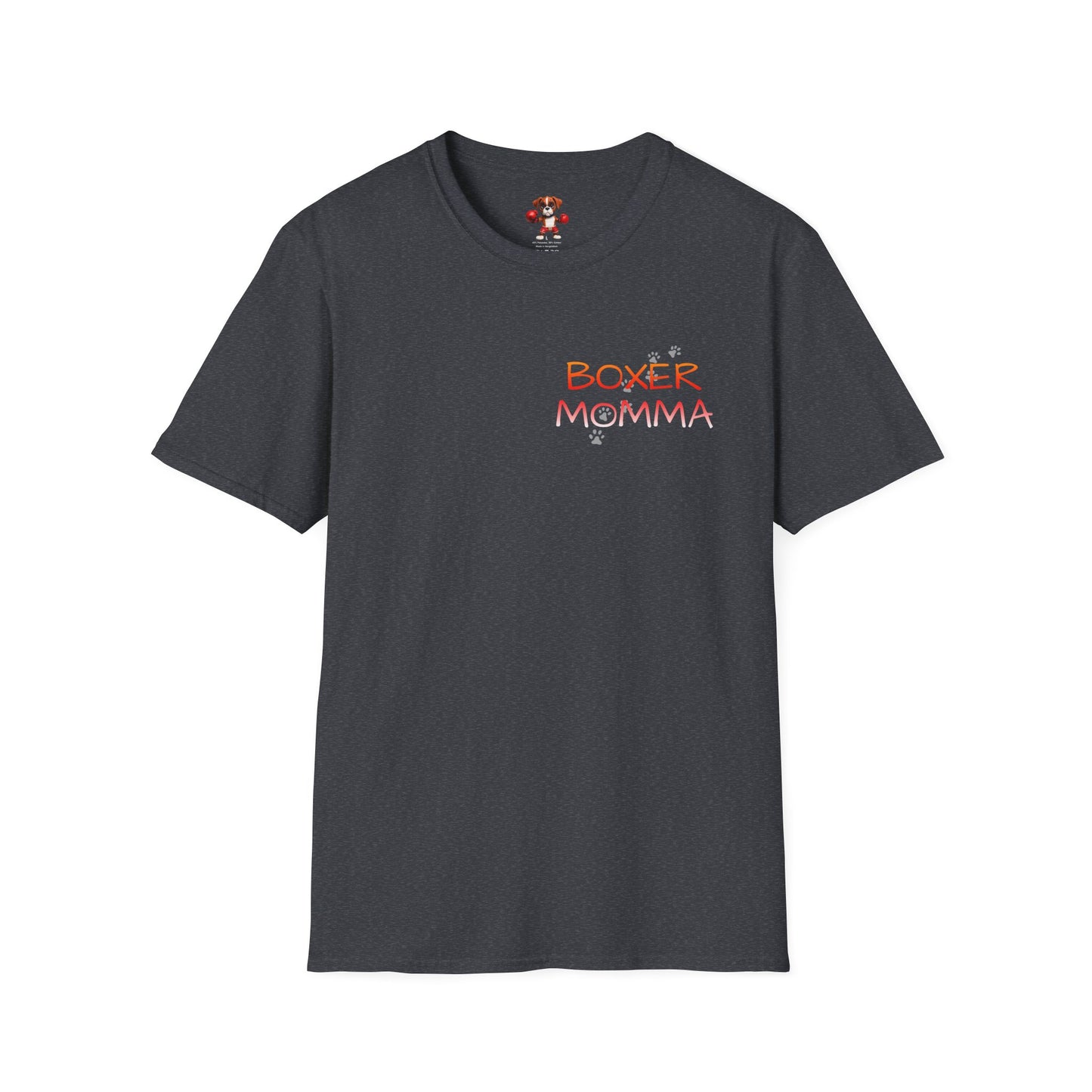 Unisex Boxer Momma T-Shirt - Softstyle Cotton Tee, Dog Lover Gift, Casual Fit, Pet Mom Shirt, Comfortable & Durable