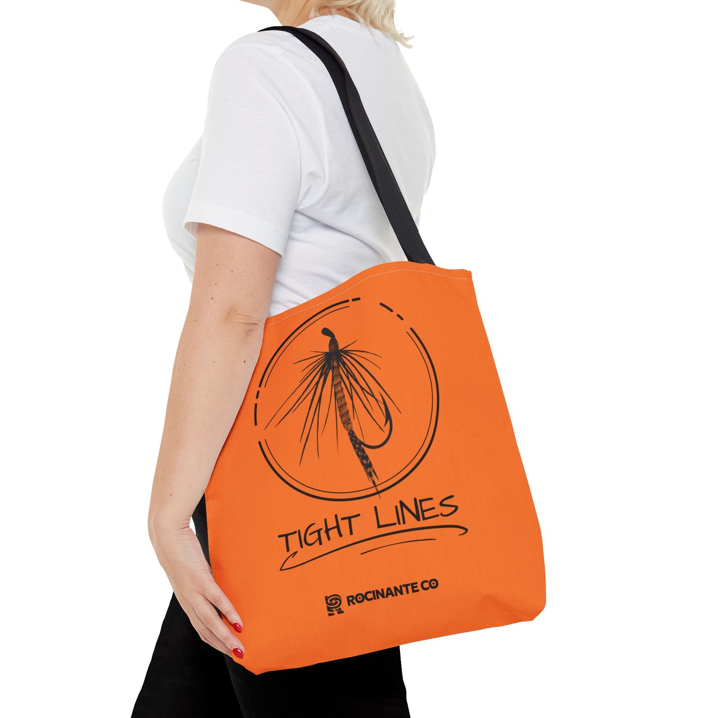 Tight Lines Tote Bag Orange, Durable Canvas Fishing, Beach, Market, Lightweight Reusable Grocery Bag, Outdoor Adventure Gift