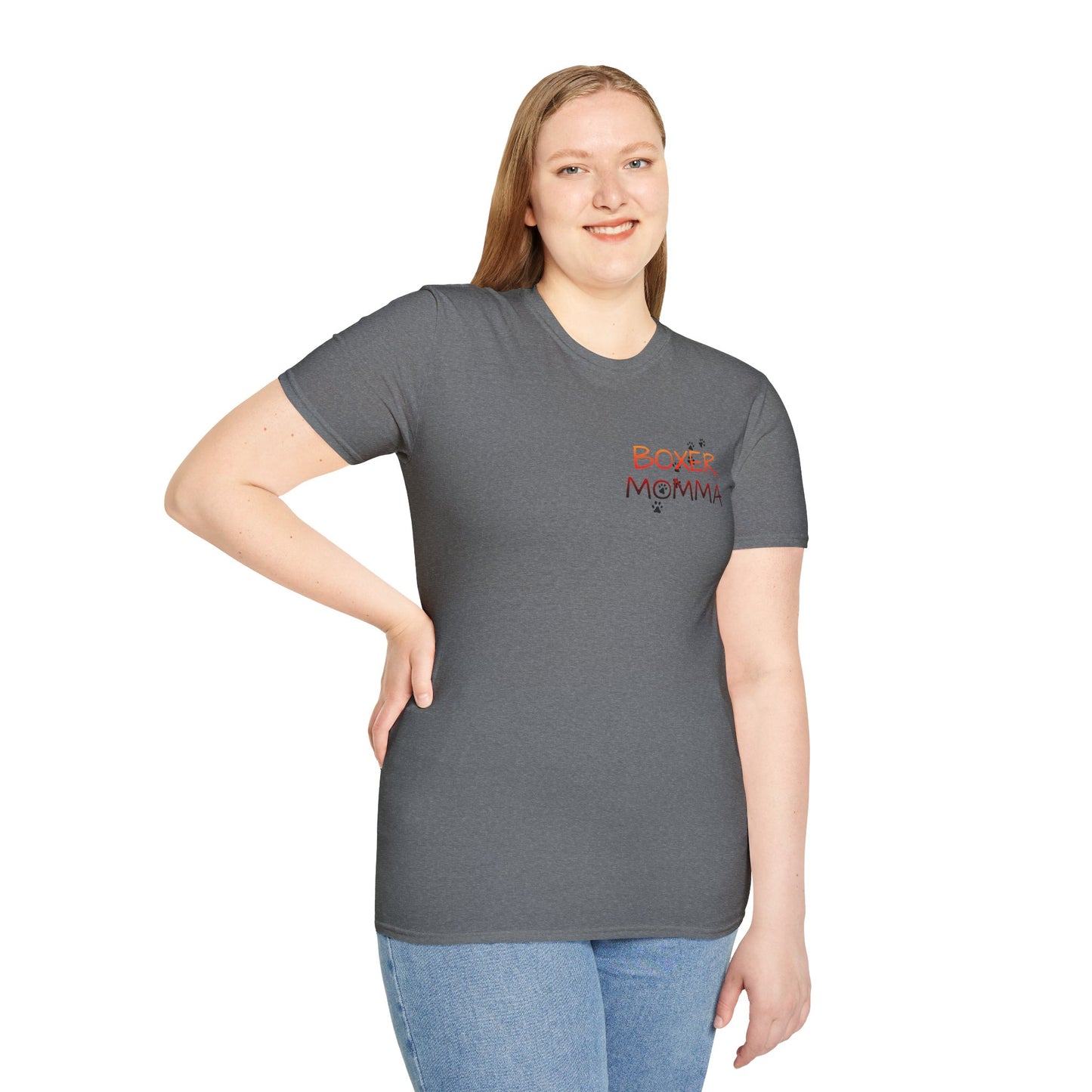 Unisex Boxer Momma T-Shirt - Softstyle Cotton Tee, Dog Lover Gift, Casual Fit, Pet Mom Shirt, Comfortable & Durable
