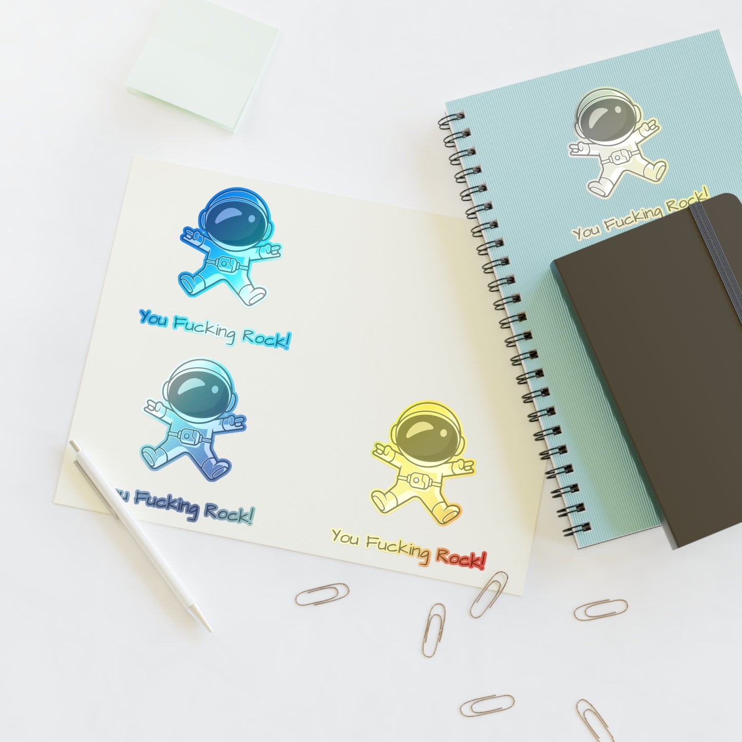 You Rock! Astronaut Motivation Sticker Sheets | Humor Stickers | Space-Themed Decor | Gifts & Party Favors