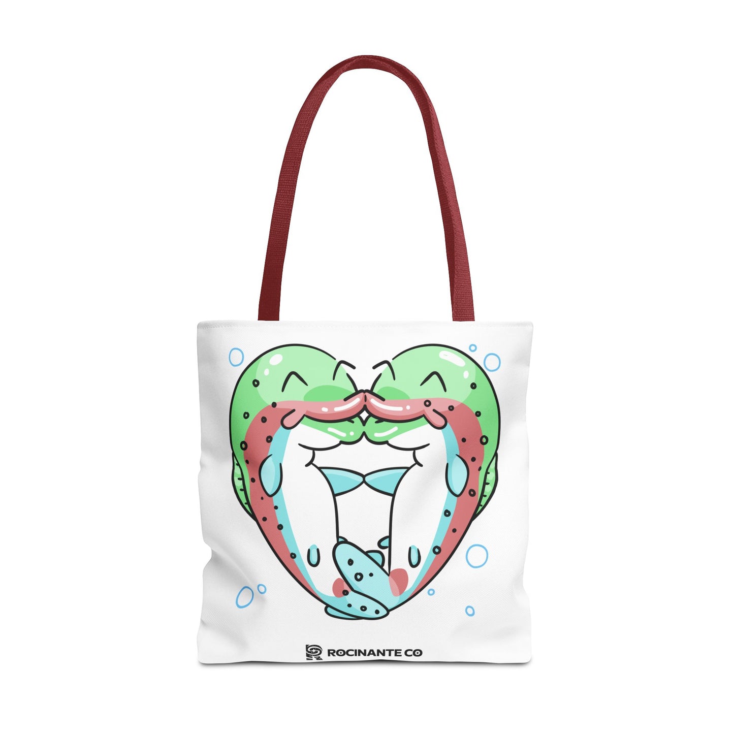 Trout Heart Tote Bag White, Cute Fish Illustration Canvas Shopper, Eco-Friendly Reusable Grocery Bag, Stylish Everyday Carry-All