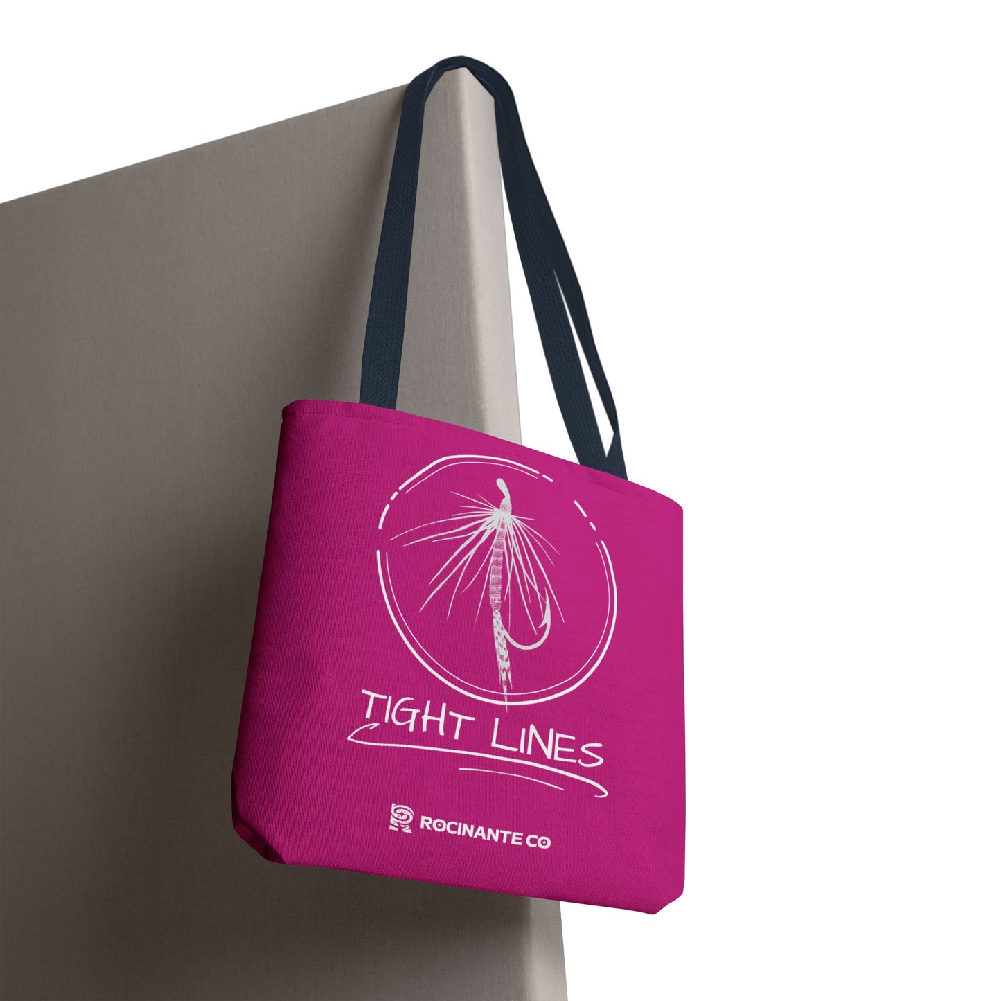 Pink Tight Lines Tote Bag, Fishing Canvas Tote Lightweight Durable Beach Market Bag