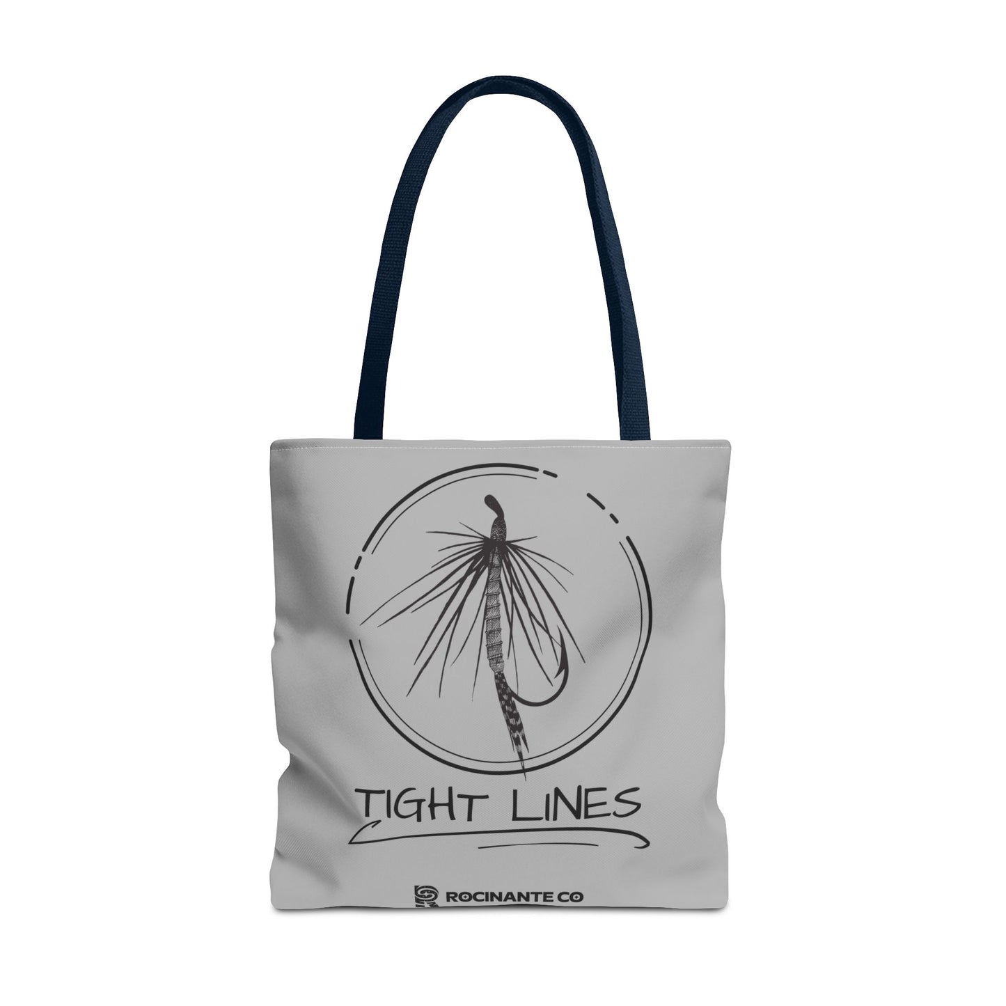 Tight Lines Tote Bag Grey - Durable Fishing Gift, Canvas Beach, Reusable Market Shopping Bag, Casual Everyday Carry Tote