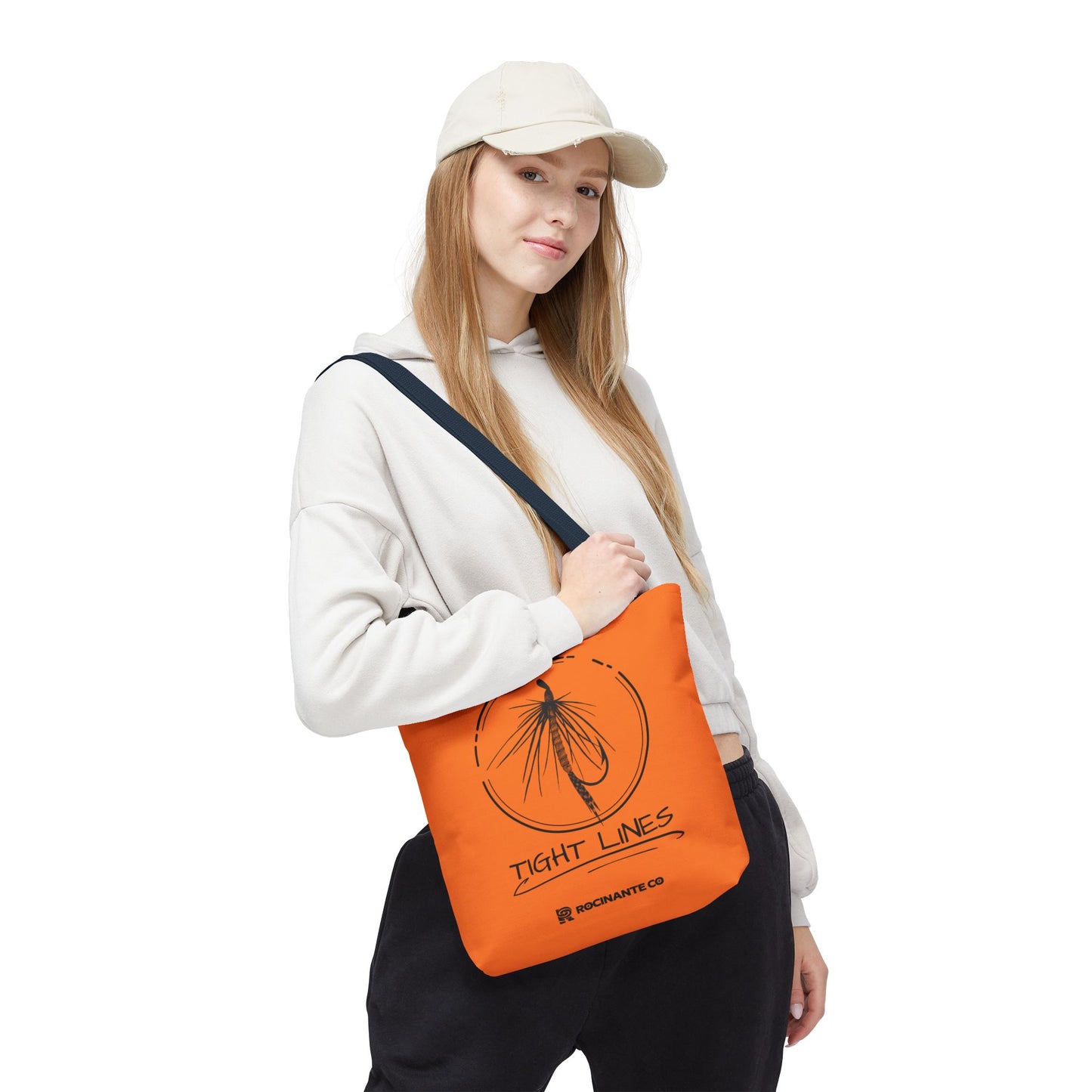 Tight Lines Tote Bag Orange, Durable Canvas Fishing, Beach, Market, Lightweight Reusable Grocery Bag, Outdoor Adventure Gift