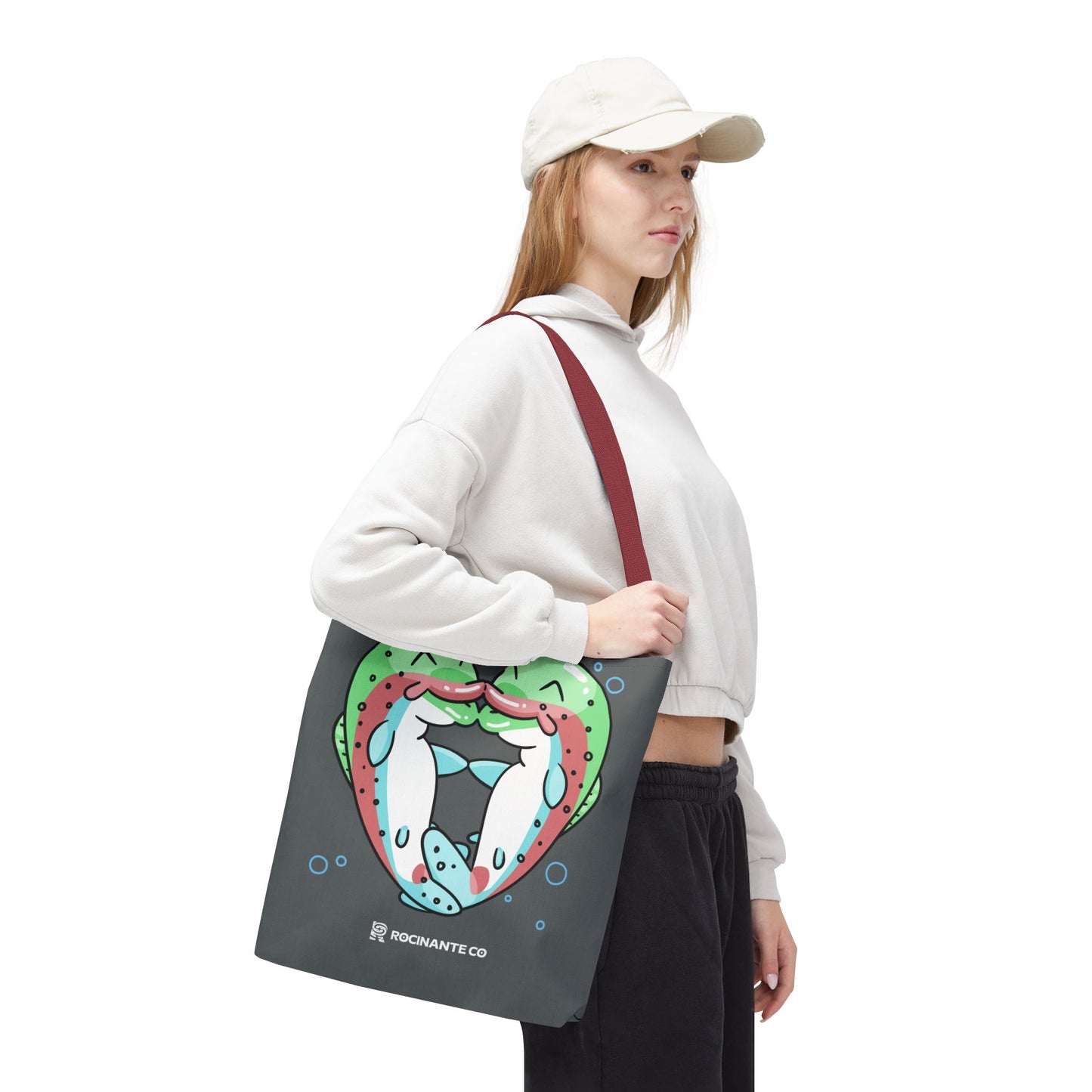 Trout Heart Tote Bag Grey - Eco-Friendly Reusable Shopper, Durable Canvas Carryall for Everyday Use & Gift Idea