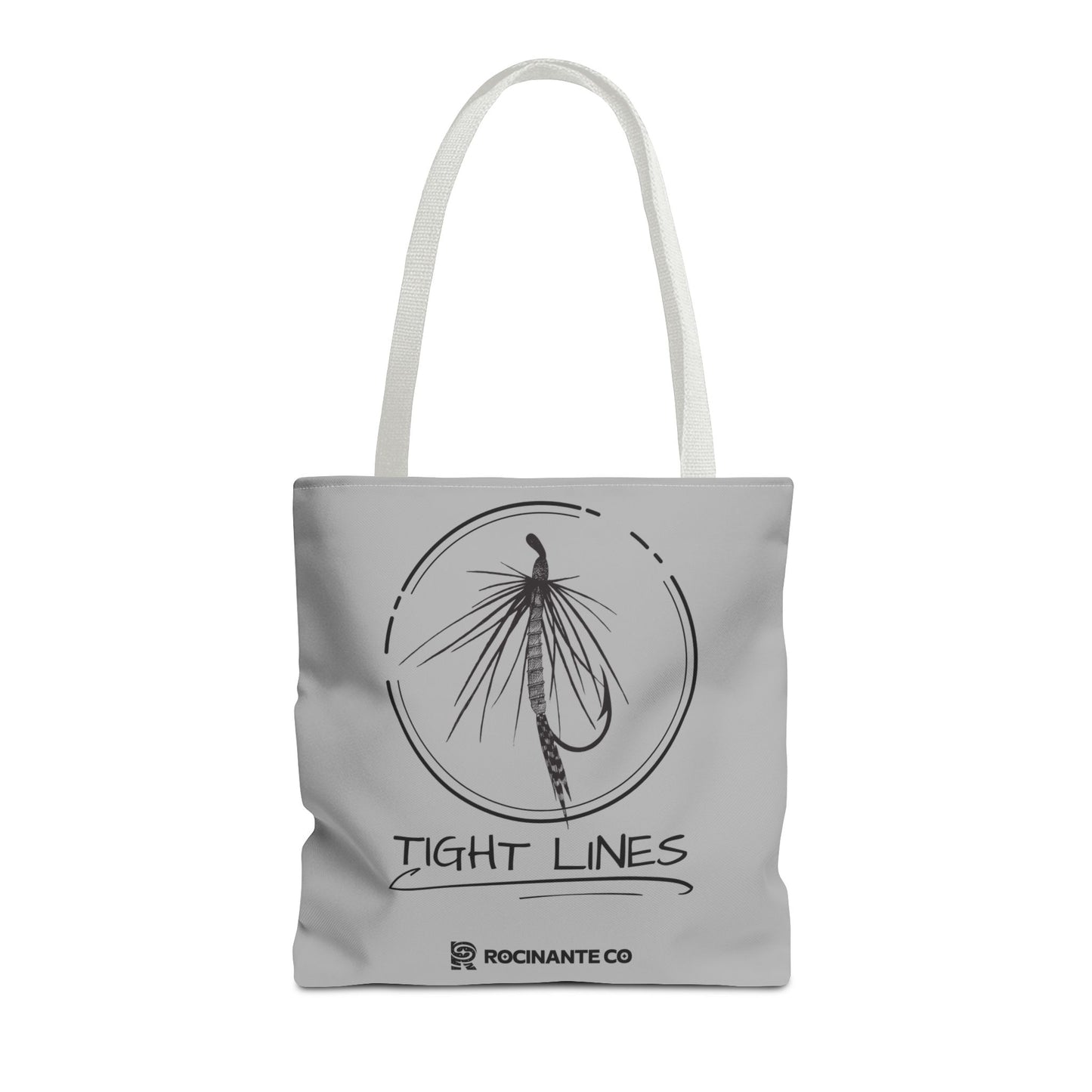 Tight Lines Tote Bag Grey - Durable Fishing Gift, Canvas Beach, Reusable Market Shopping Bag, Casual Everyday Carry Tote
