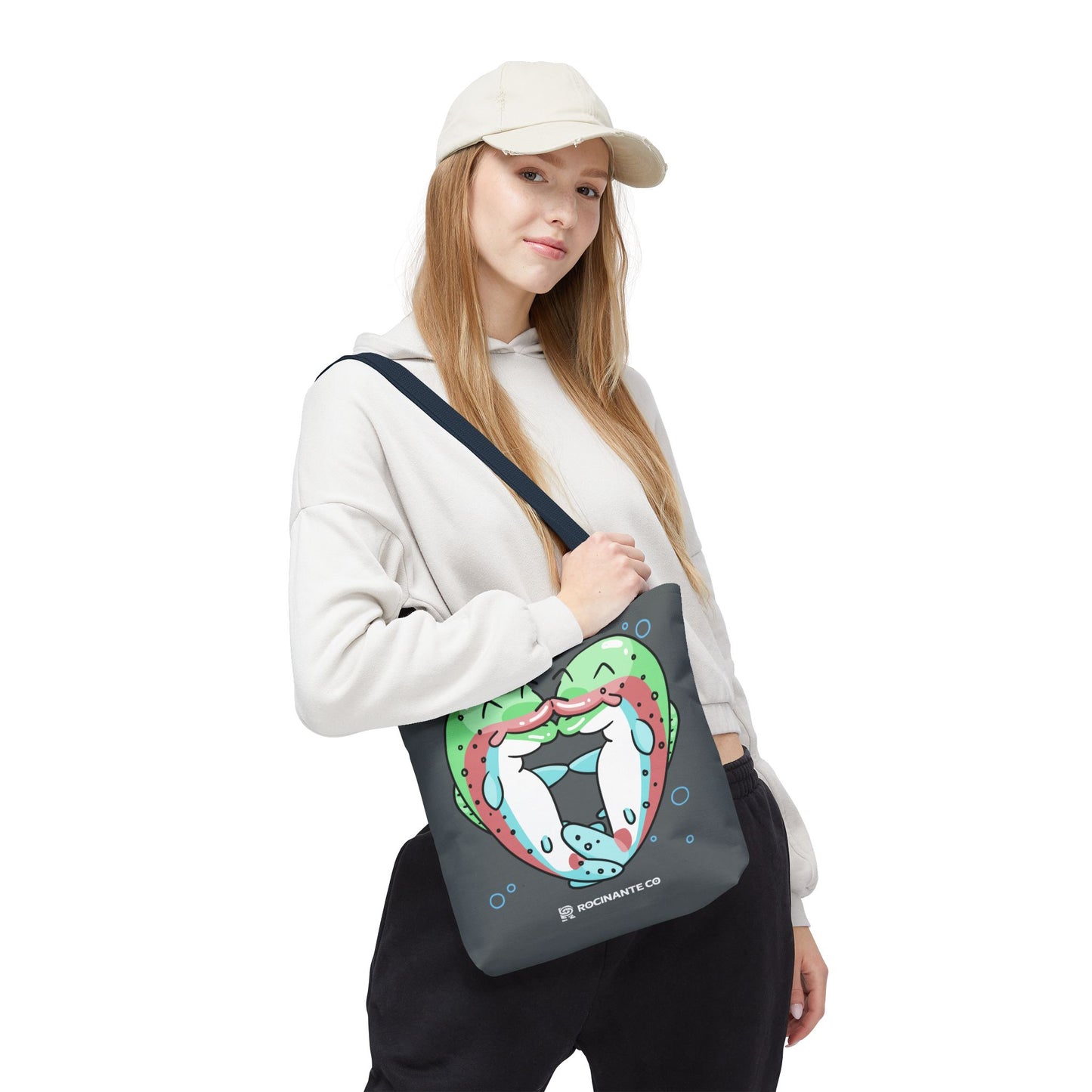 Trout Heart Tote Bag Grey - Eco-Friendly Reusable Shopper, Durable Canvas Carryall for Everyday Use & Gift Idea