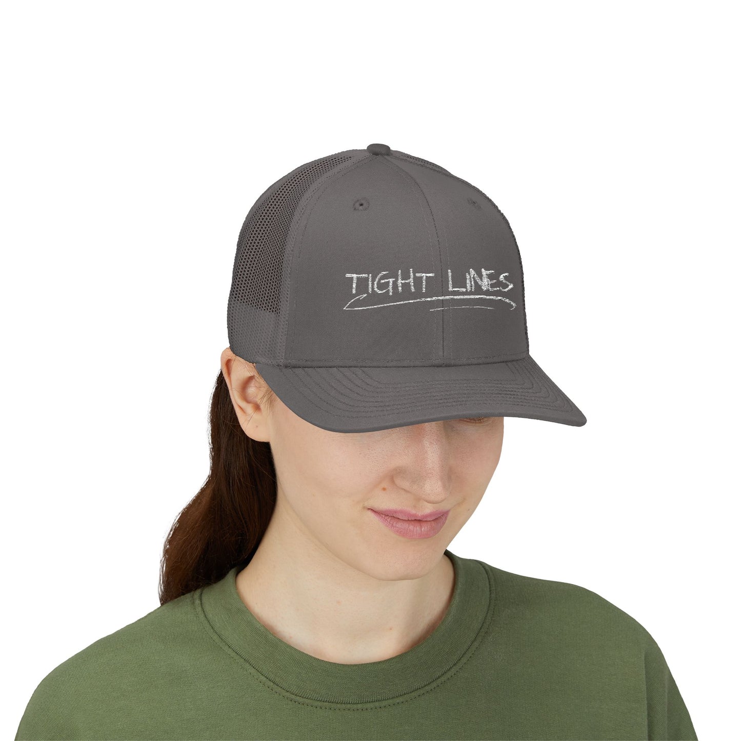 Tight Lines Embroidered Trucker Hat (Light Logo)