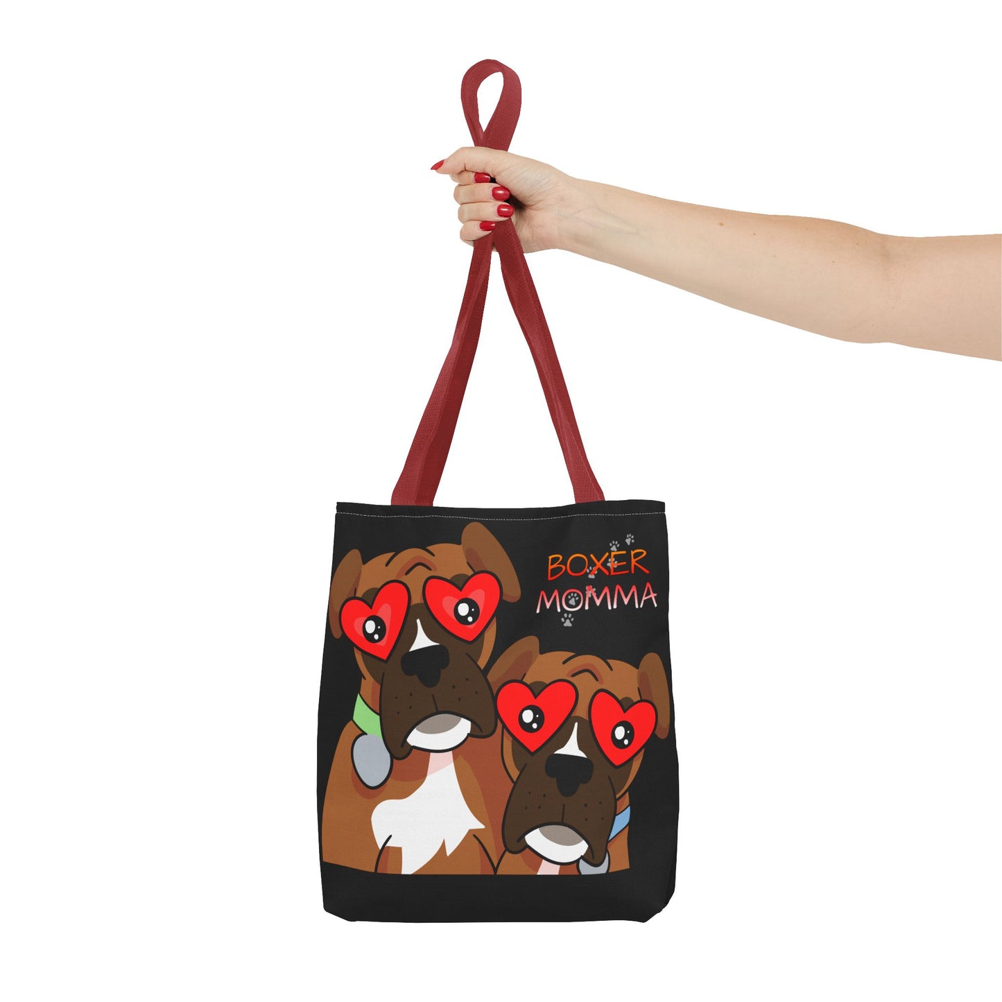 Boxer Momma Tote Bag Black - Durable Canvas Shoulder Bag for Dog Lovers, Spacious Everyday Carry, Pet Mom Gift