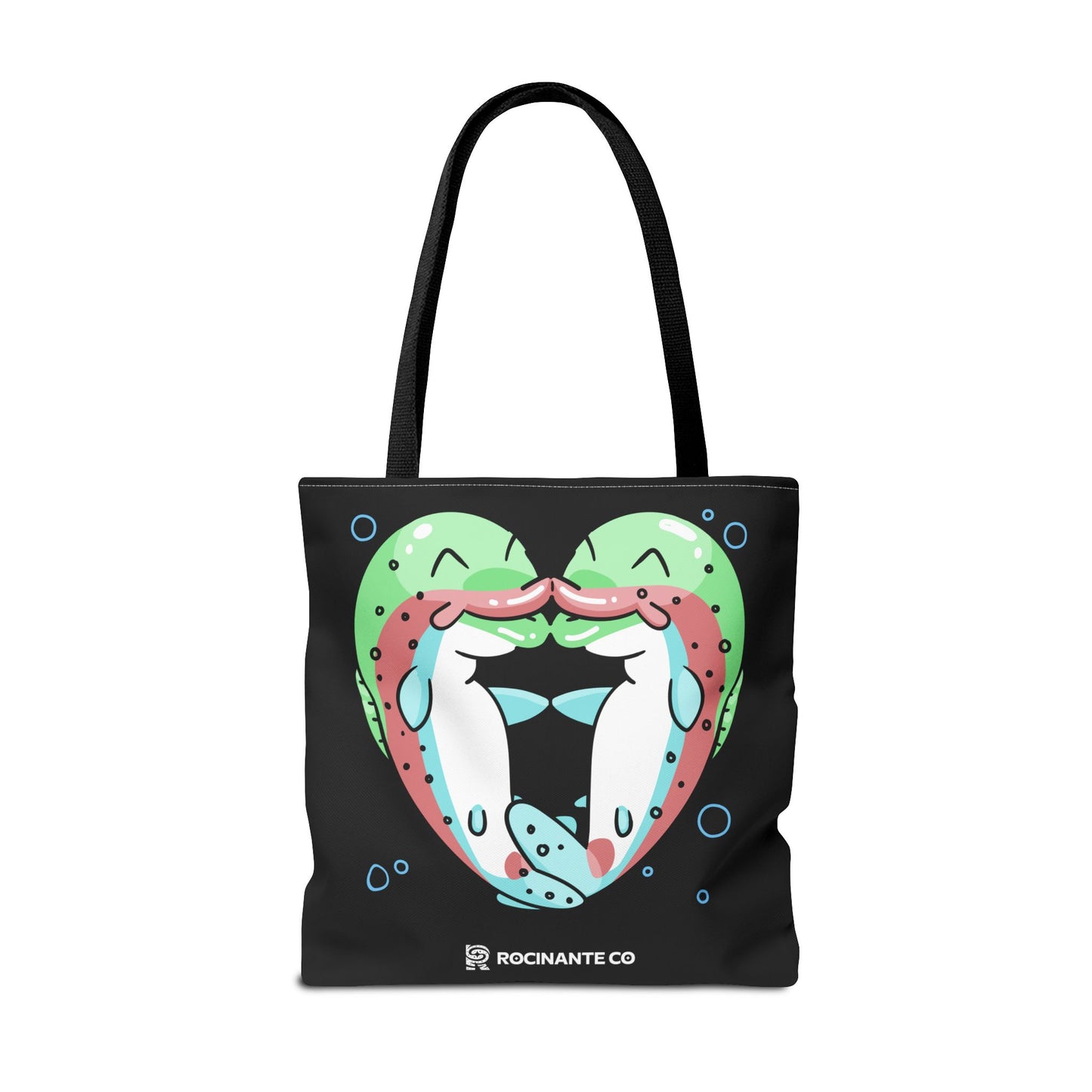Trout Heart Tote Bag Black – Eco-Friendly Reusable Grocery Shopper, Stylish Canvas Bag for Fishing Lovers & Outdoor Adventures