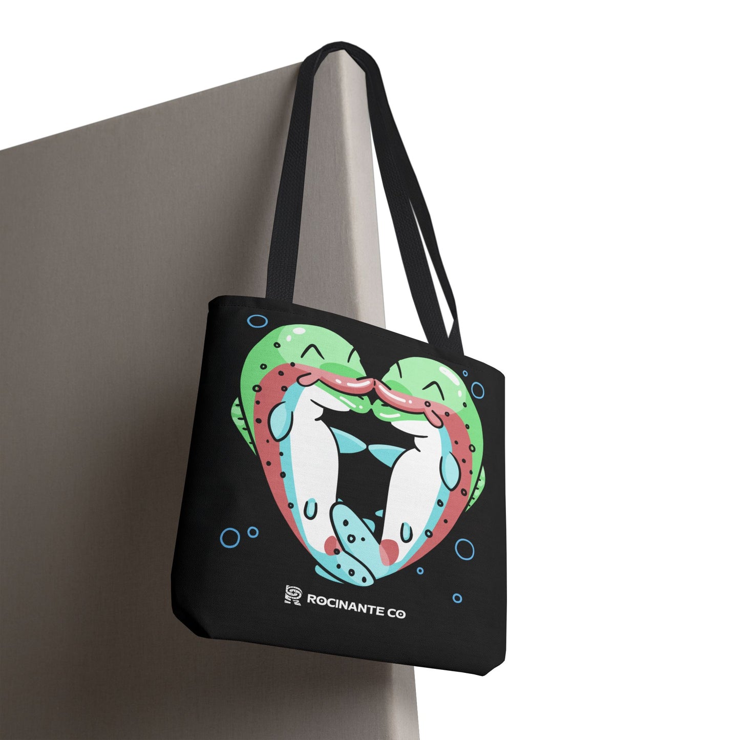 Trout Heart Tote Bag Black – Eco-Friendly Reusable Grocery Shopper, Stylish Canvas Bag for Fishing Lovers & Outdoor Adventures