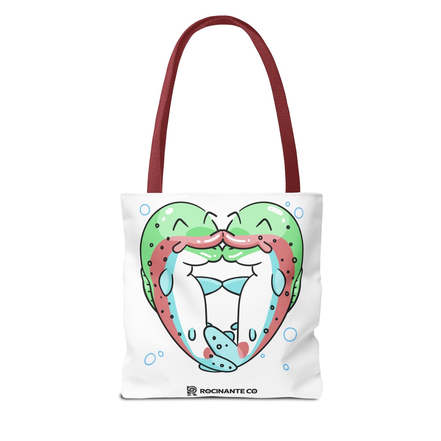 Trout Heart Tote Bag White, Cute Fish Illustration Canvas Shopper, Eco-Friendly Reusable Grocery Bag, Stylish Everyday Carry-All