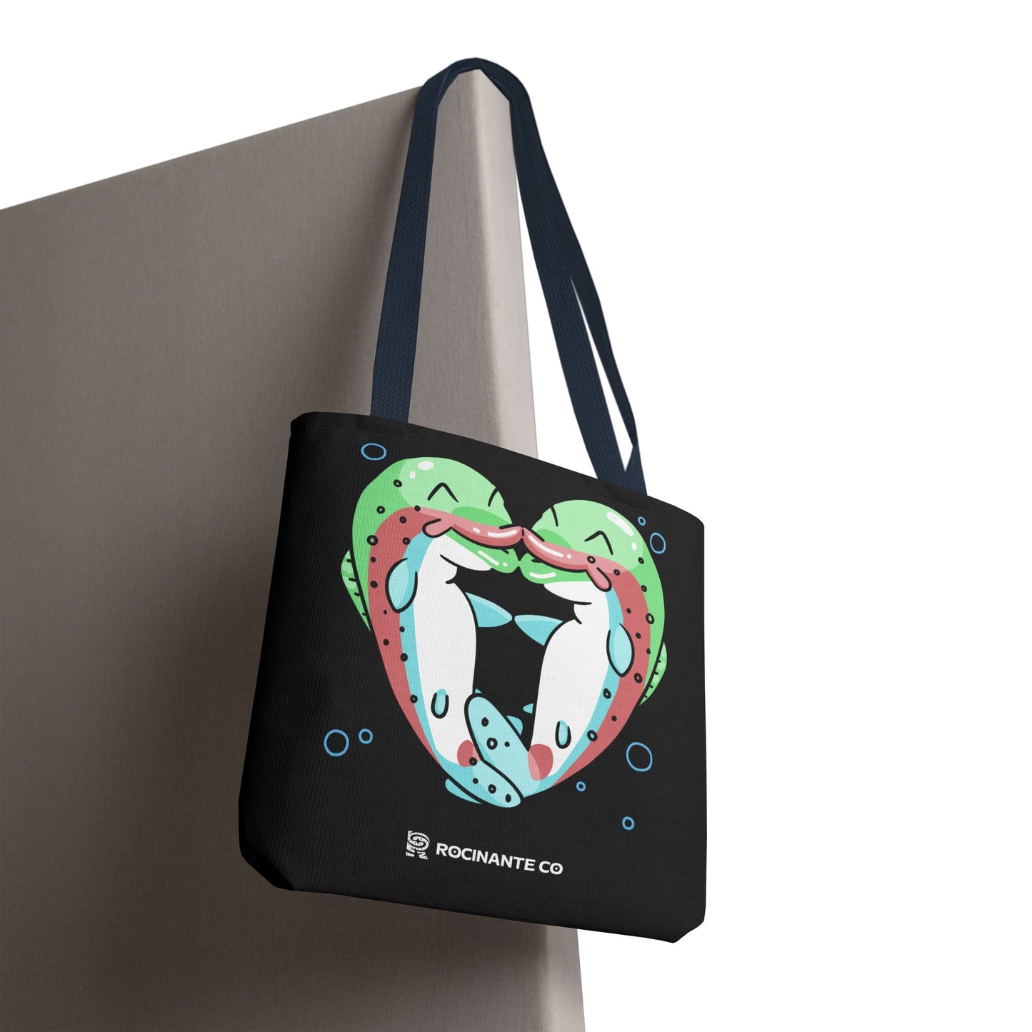 Trout Heart Tote Bag Black – Eco-Friendly Reusable Grocery Shopper, Stylish Canvas Bag for Fishing Lovers & Outdoor Adventures