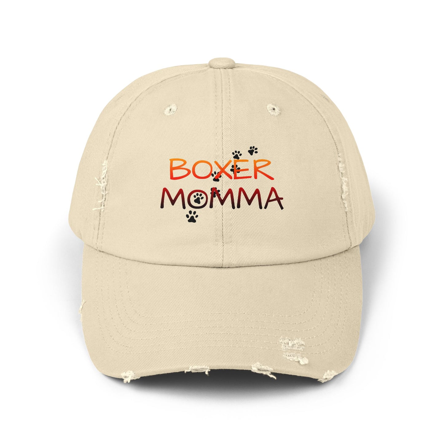 Boxer Momma Distressed Hat - Vintage Style Baseball Cap for Dog Lovers, Adjustable Cotton Dad Hat, Gift for Boxer Mom