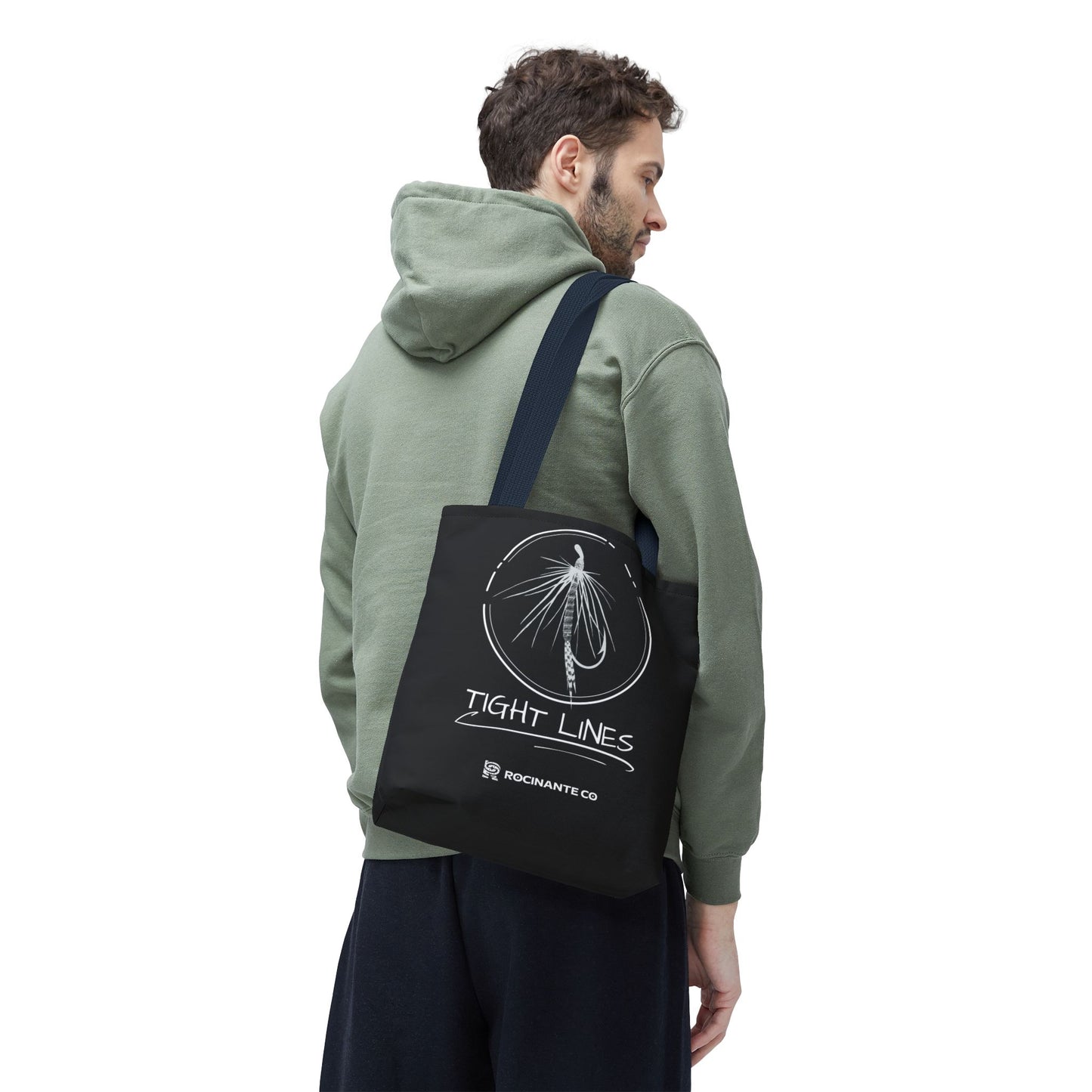 Tight Lines Tote Bag Black, Durable Fishing Tote with Spacious Design & Comfortable Handles for Outdoor Adventures