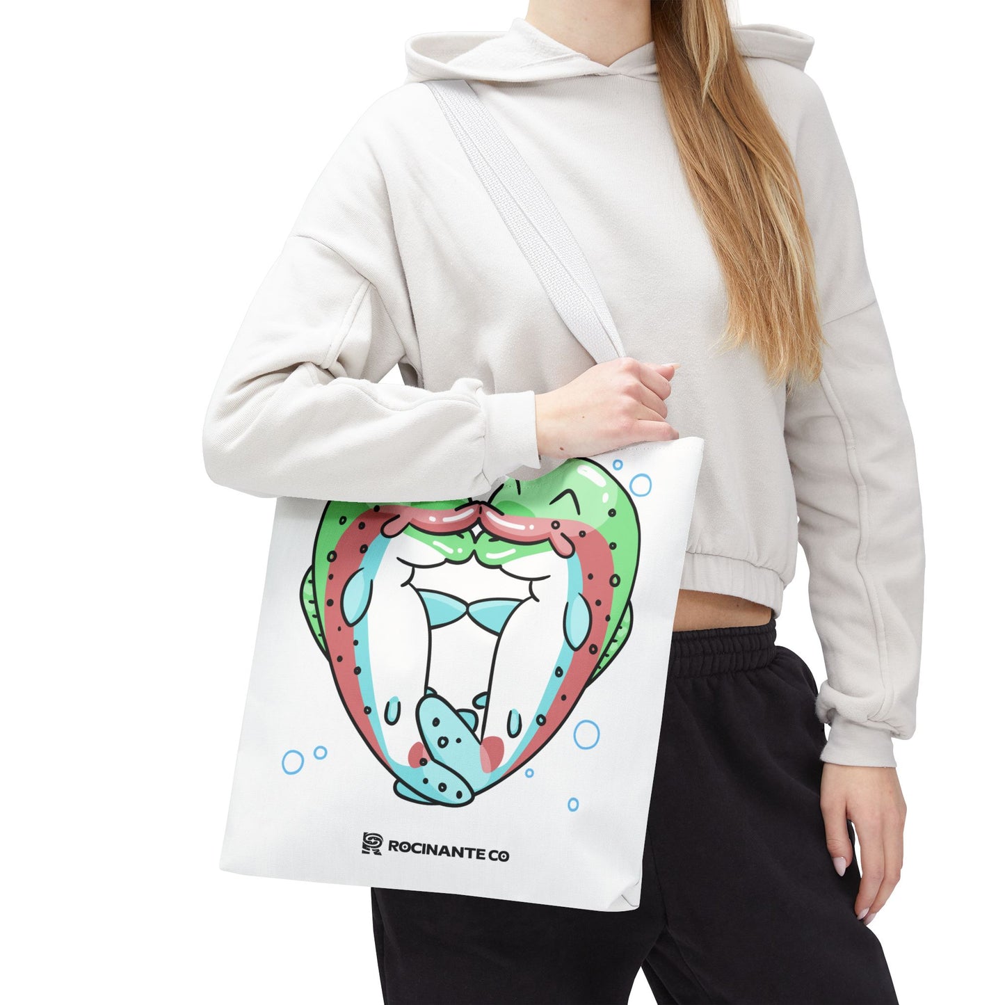 Trout Heart Tote Bag White, Cute Fish Illustration Canvas Shopper, Eco-Friendly Reusable Grocery Bag, Stylish Everyday Carry-All