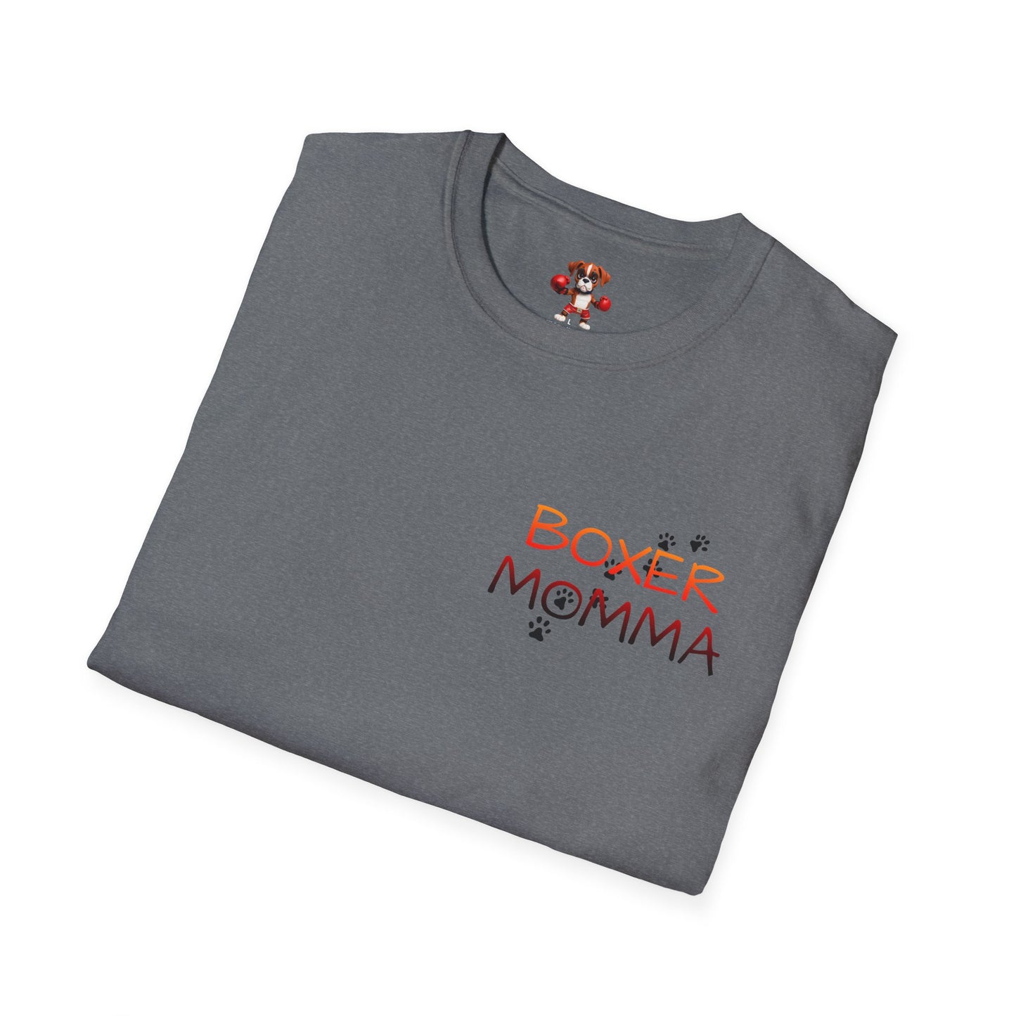 Unisex Boxer Momma T-Shirt - Softstyle Cotton Tee, Dog Lover Gift, Casual Fit, Pet Mom Shirt, Comfortable & Durable