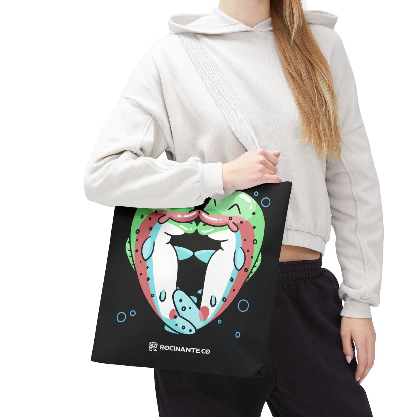 Trout Heart Tote Bag Black – Eco-Friendly Reusable Grocery Shopper, Stylish Canvas Bag for Fishing Lovers & Outdoor Adventures
