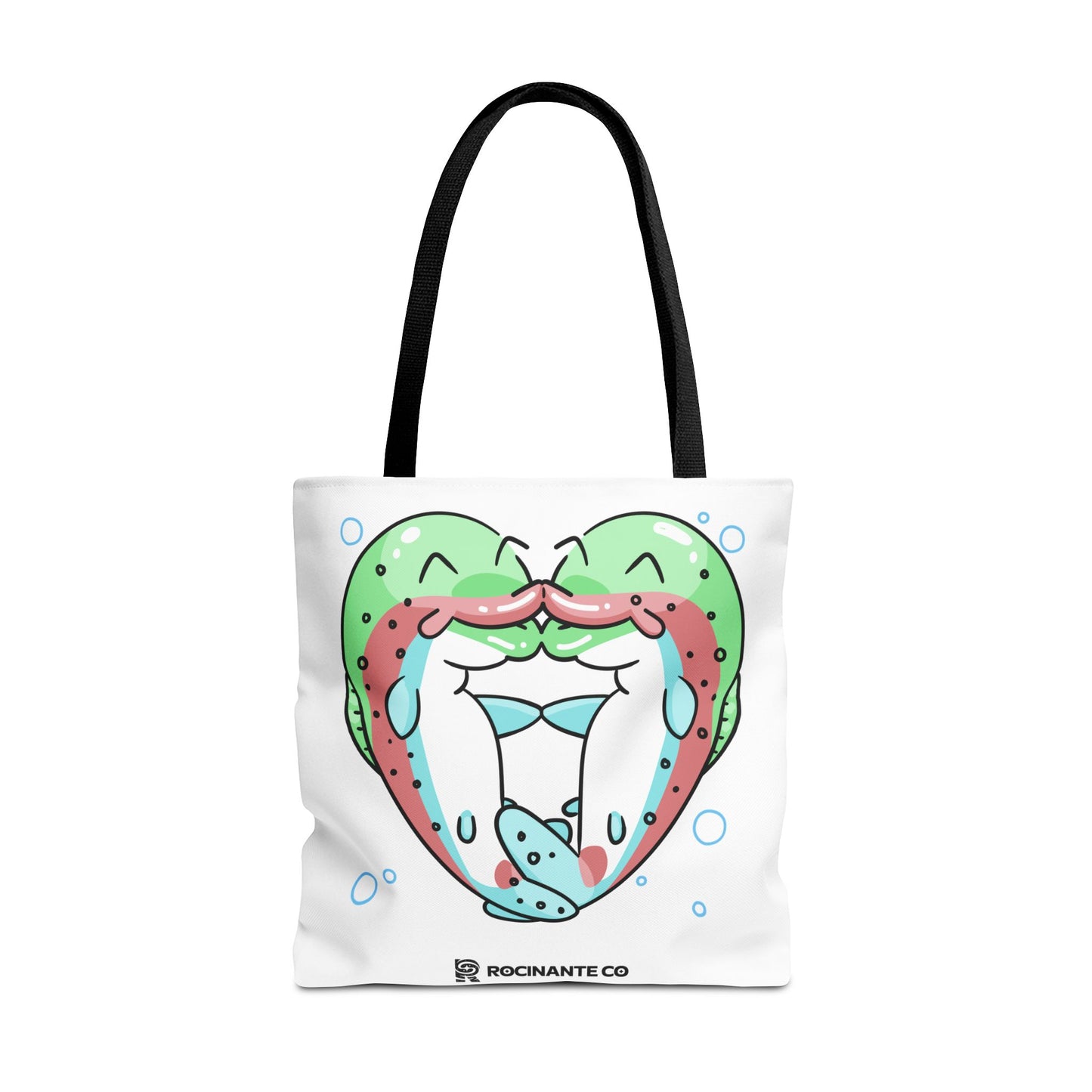 Trout Heart Tote Bag White, Cute Fish Illustration Canvas Shopper, Eco-Friendly Reusable Grocery Bag, Stylish Everyday Carry-All